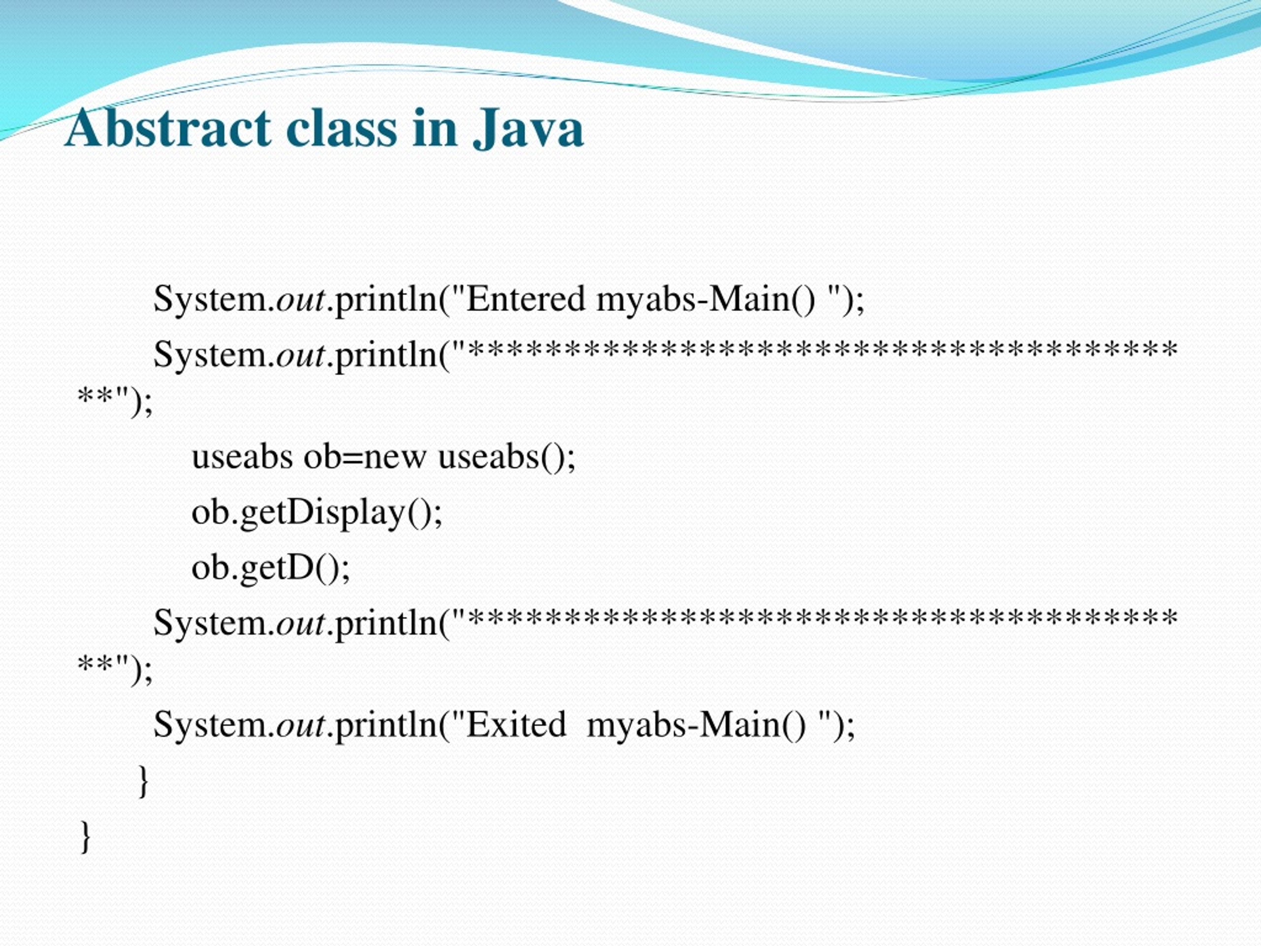 PPT Abstract class in java PowerPoint Presentation, free download