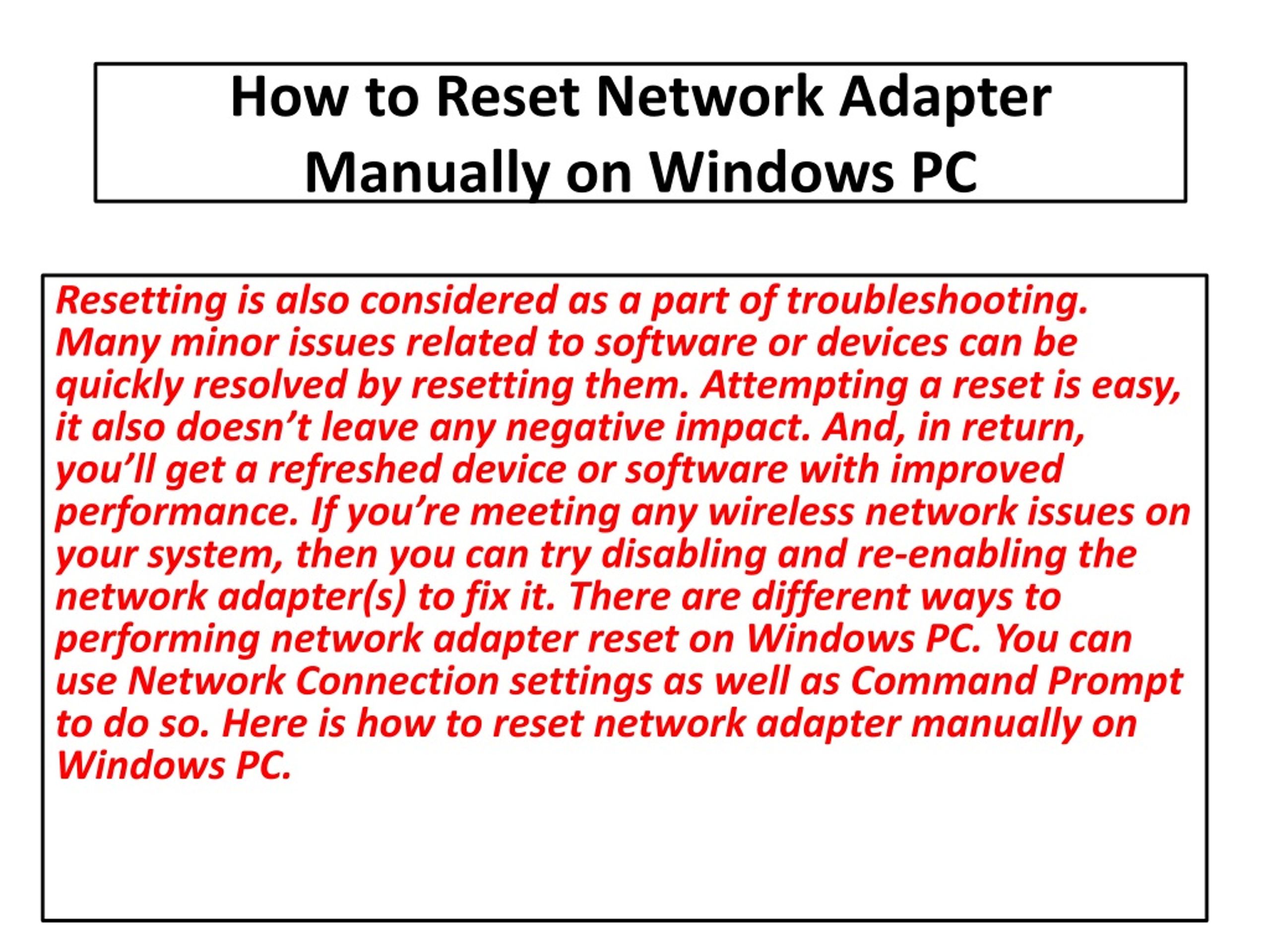 PPT How to Reset Network Adapter Manually on Windows PC PowerPoint