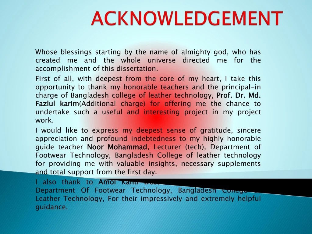 PPT ACKNOWLEDGEMENT PowerPoint Presentation, free download ID8571709