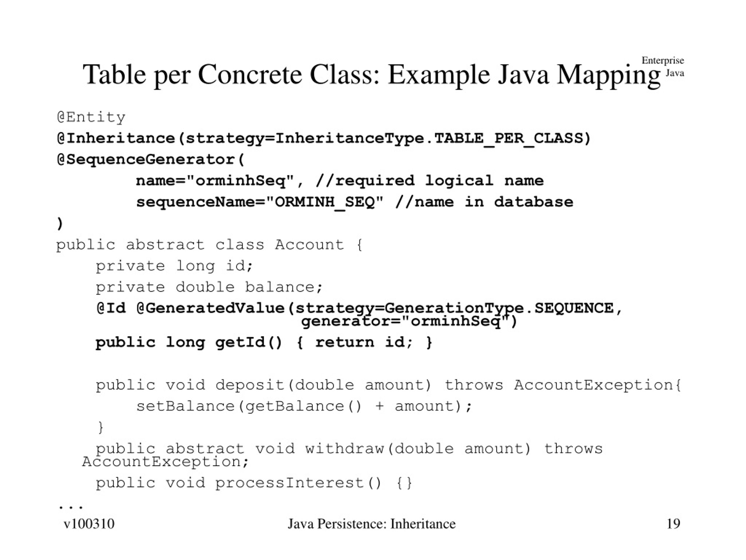 PPT Java Persistence Object Inheritance Mapping PowerPoint