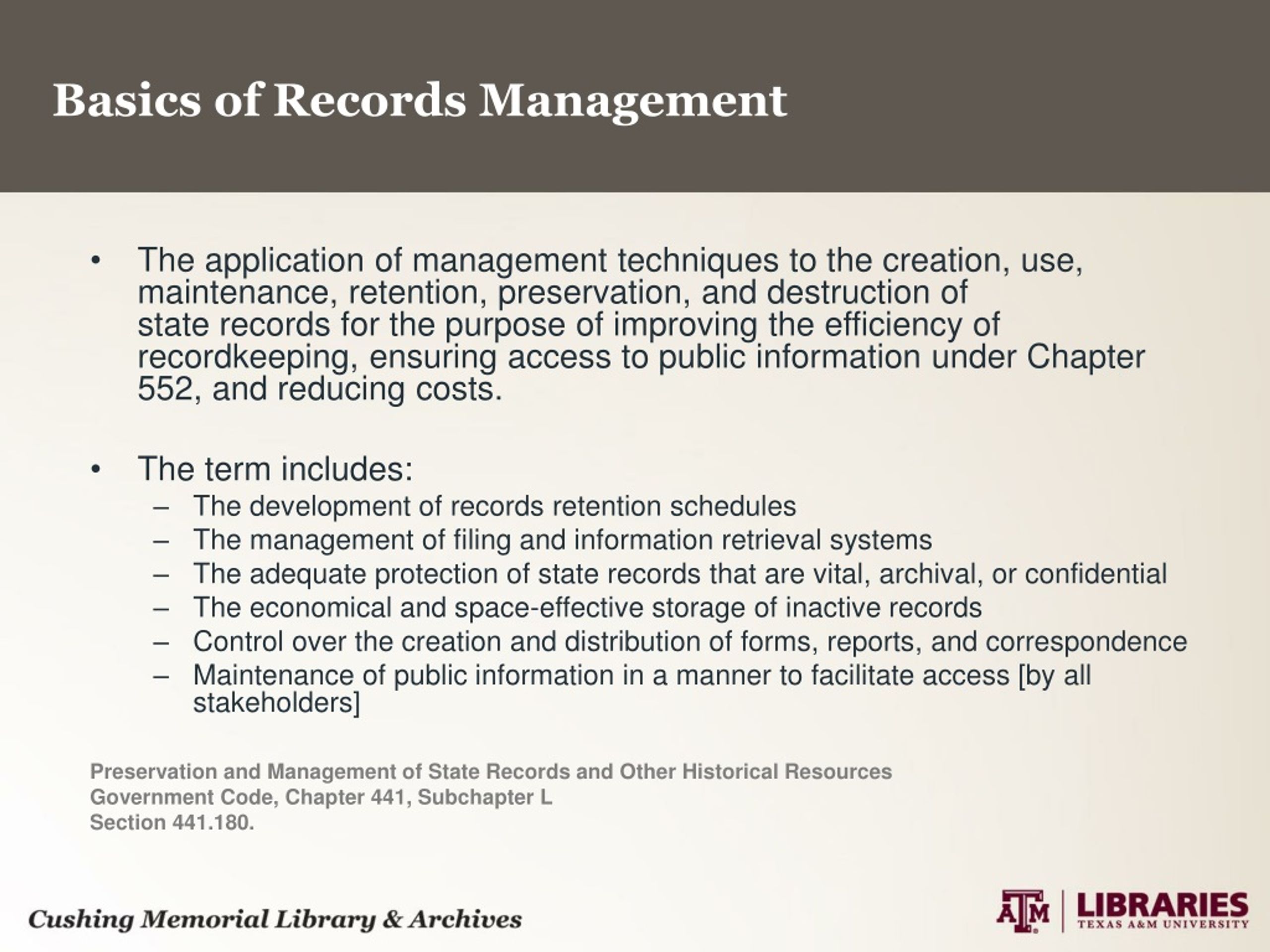 PPT An Introduction to Records Management PowerPoint Presentation