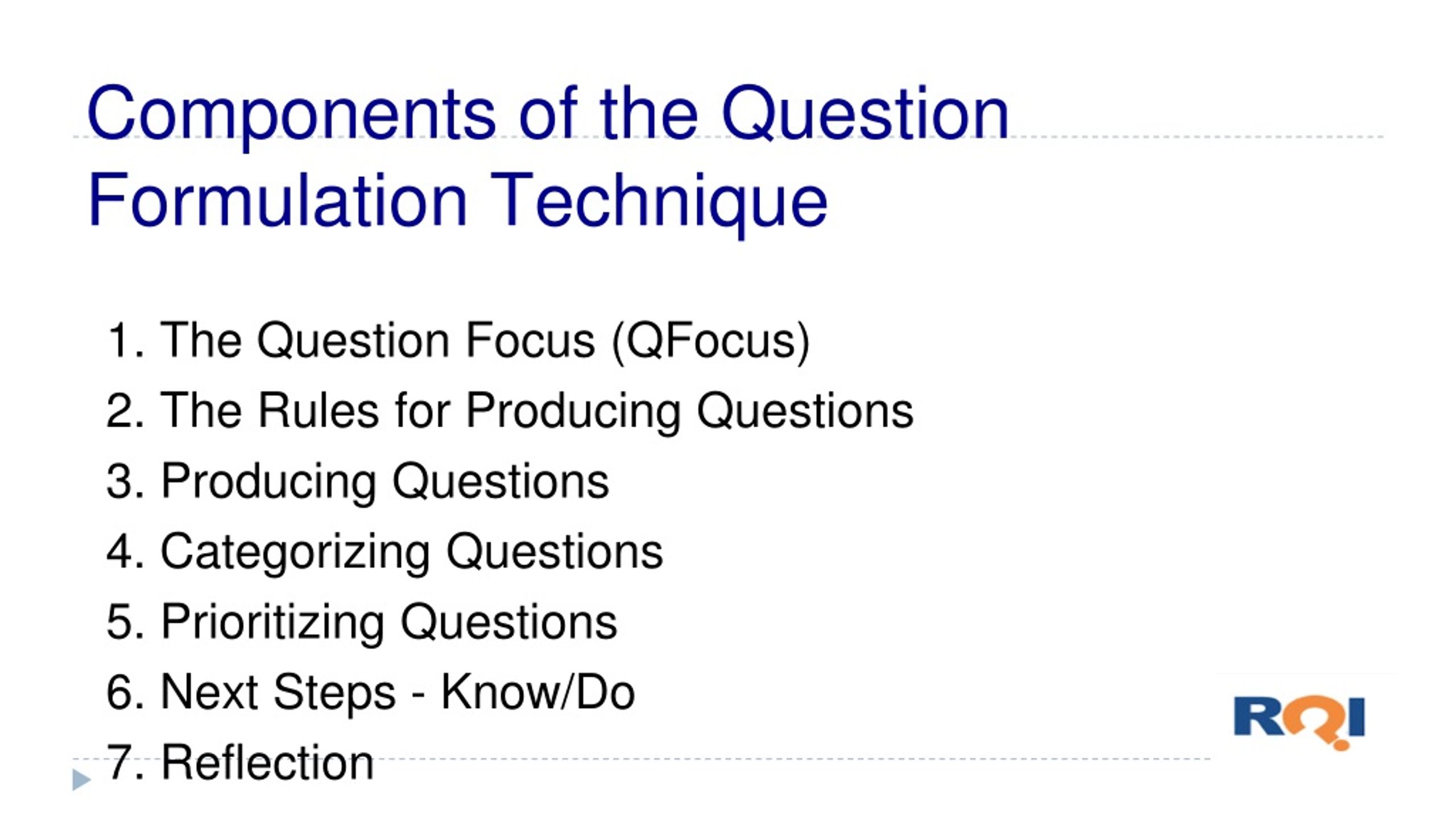 PPT QFT Question Formulation Technique An Instructional Protocol
