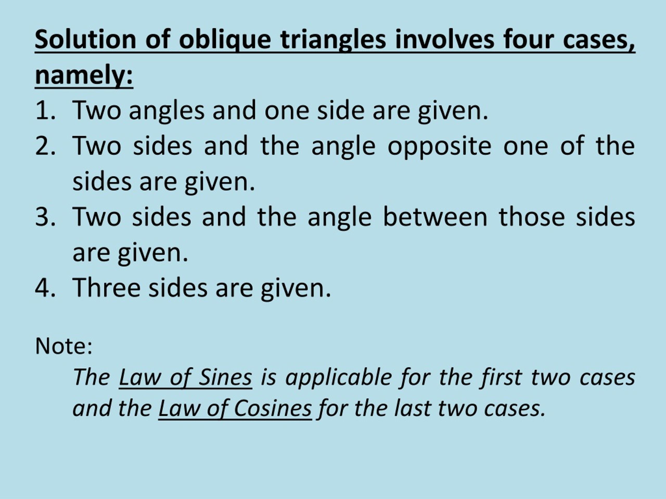 PPT Solutions of Oblique Triangles PowerPoint Presentation, free