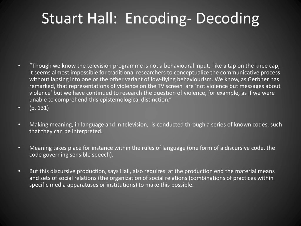 PPT Stuart Hall Encoding Decoding PowerPoint Presentation, free