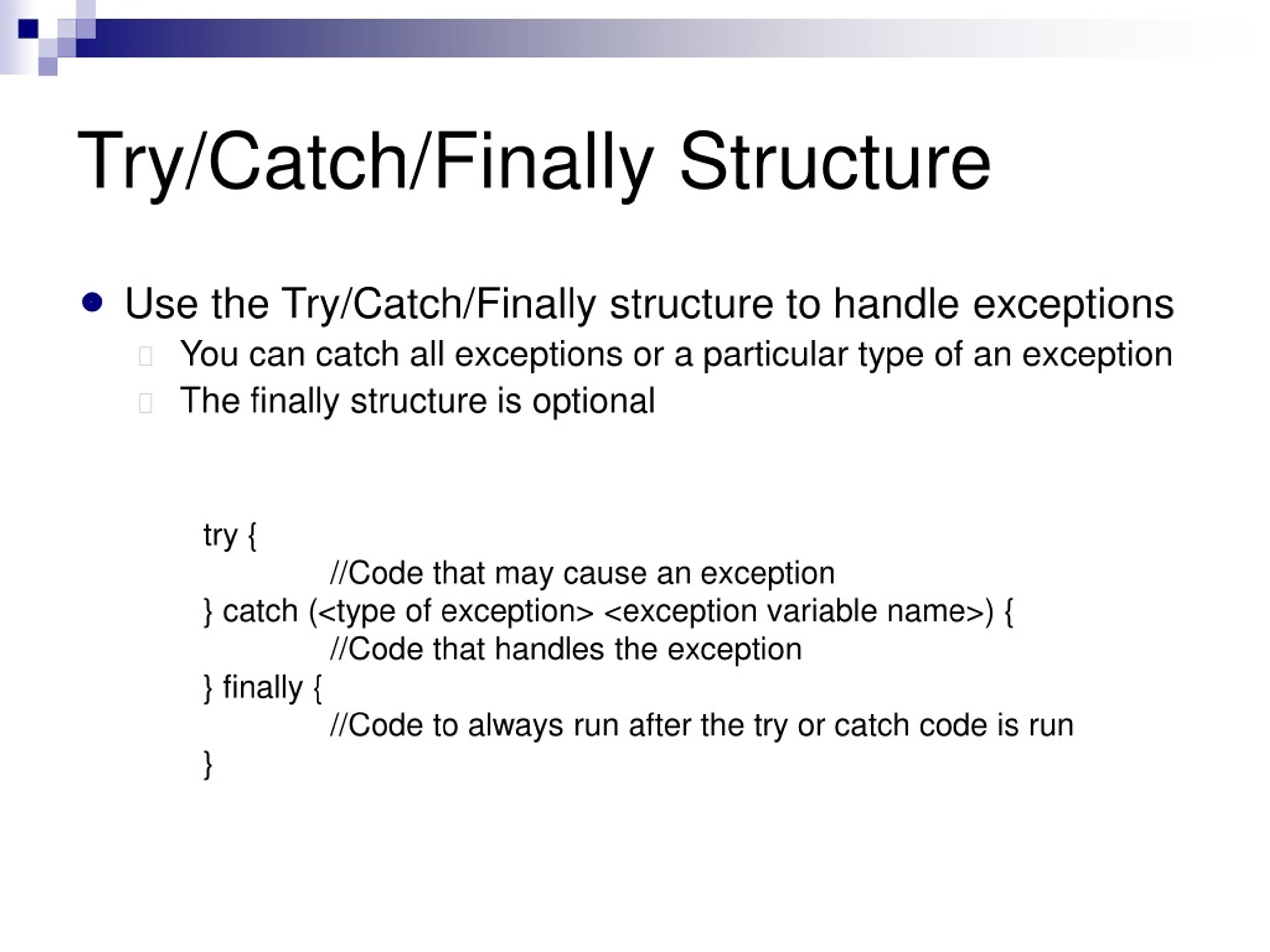 What's The Point Of Finally In Try Catch at Christopher Ford blog
