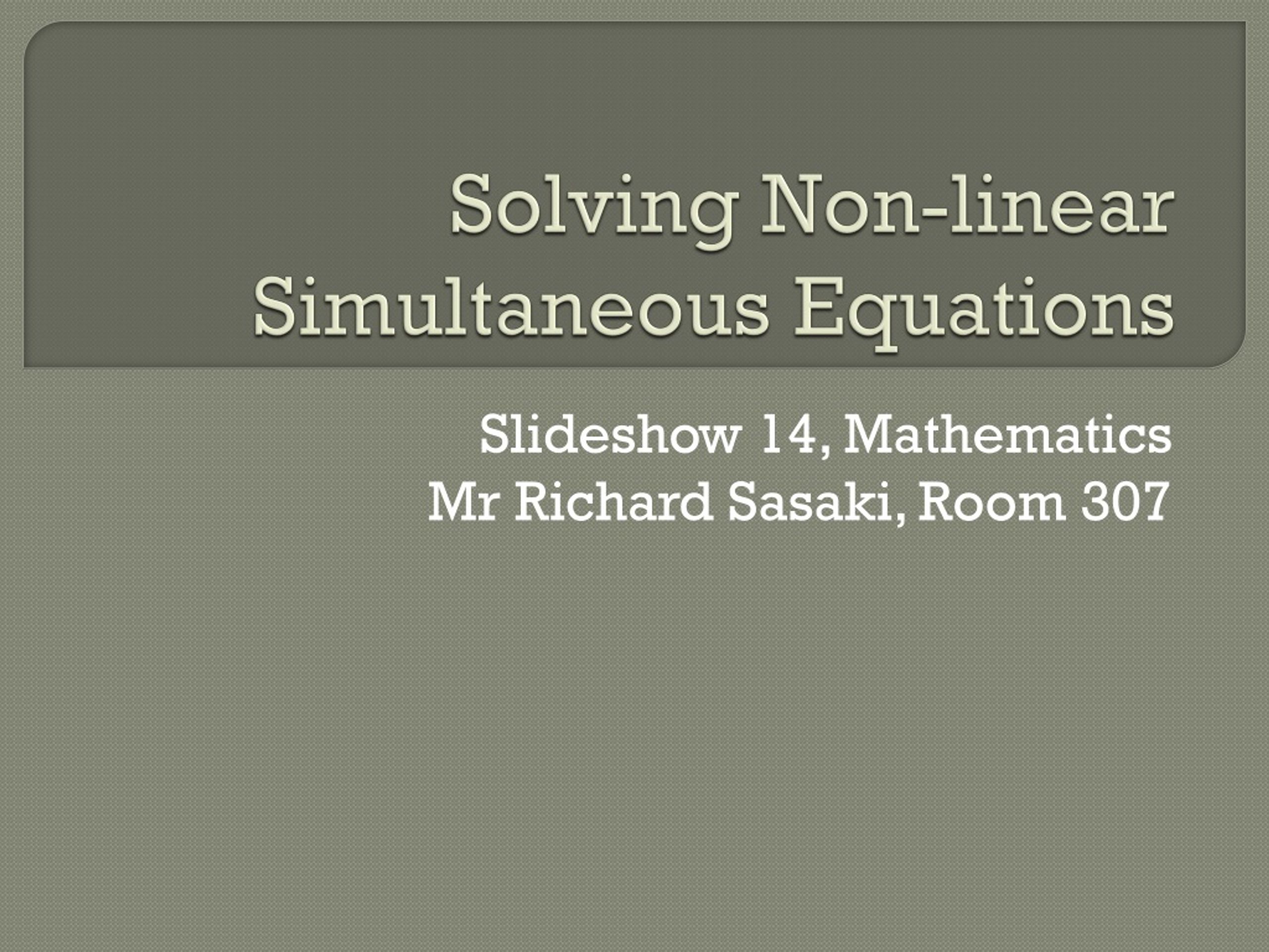PPT Solving Simultaneous Equations PowerPoint Presentation