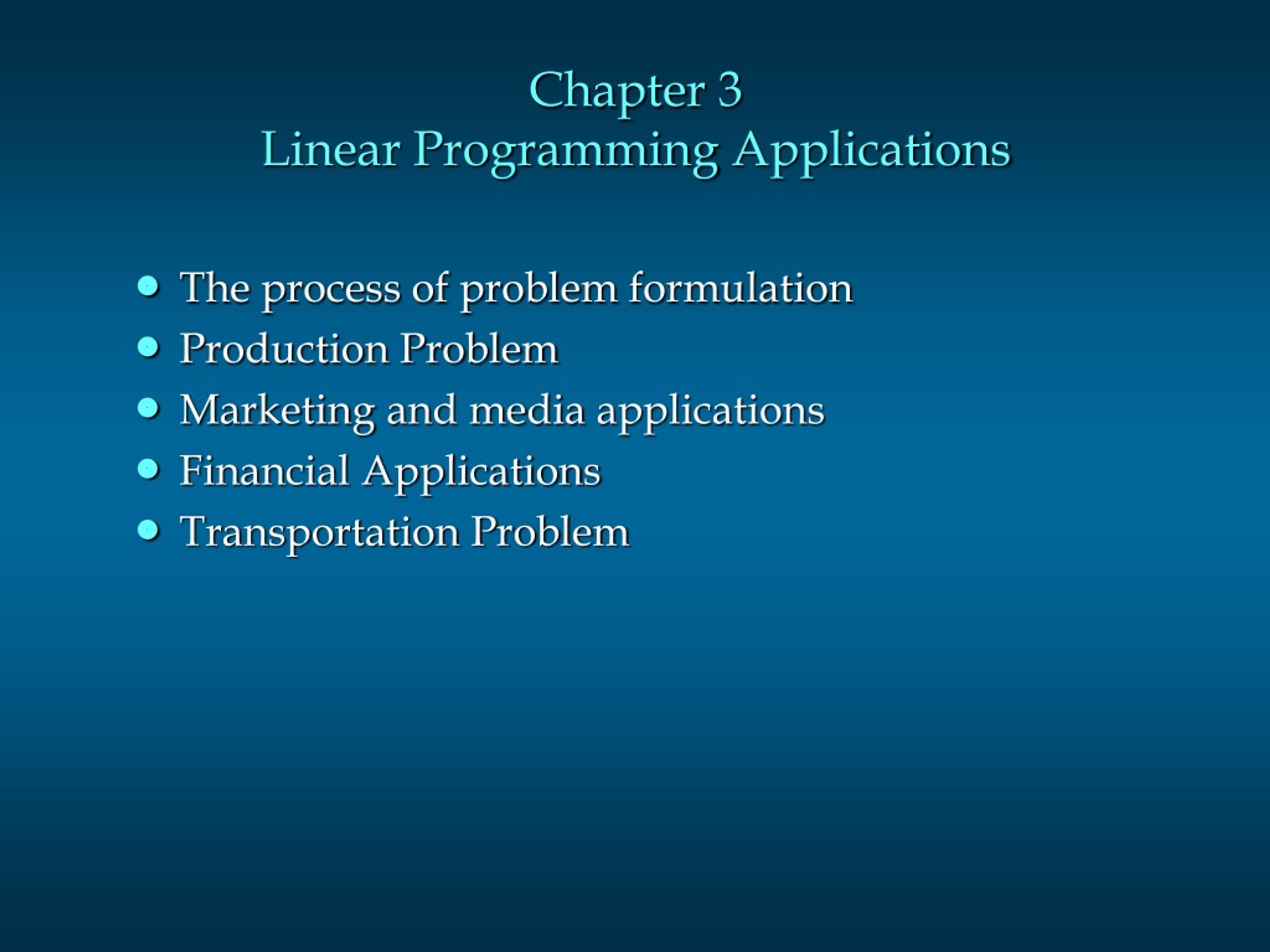 PPT Chapter 3 Linear Programming Applications PowerPoint Presentation ID8860744