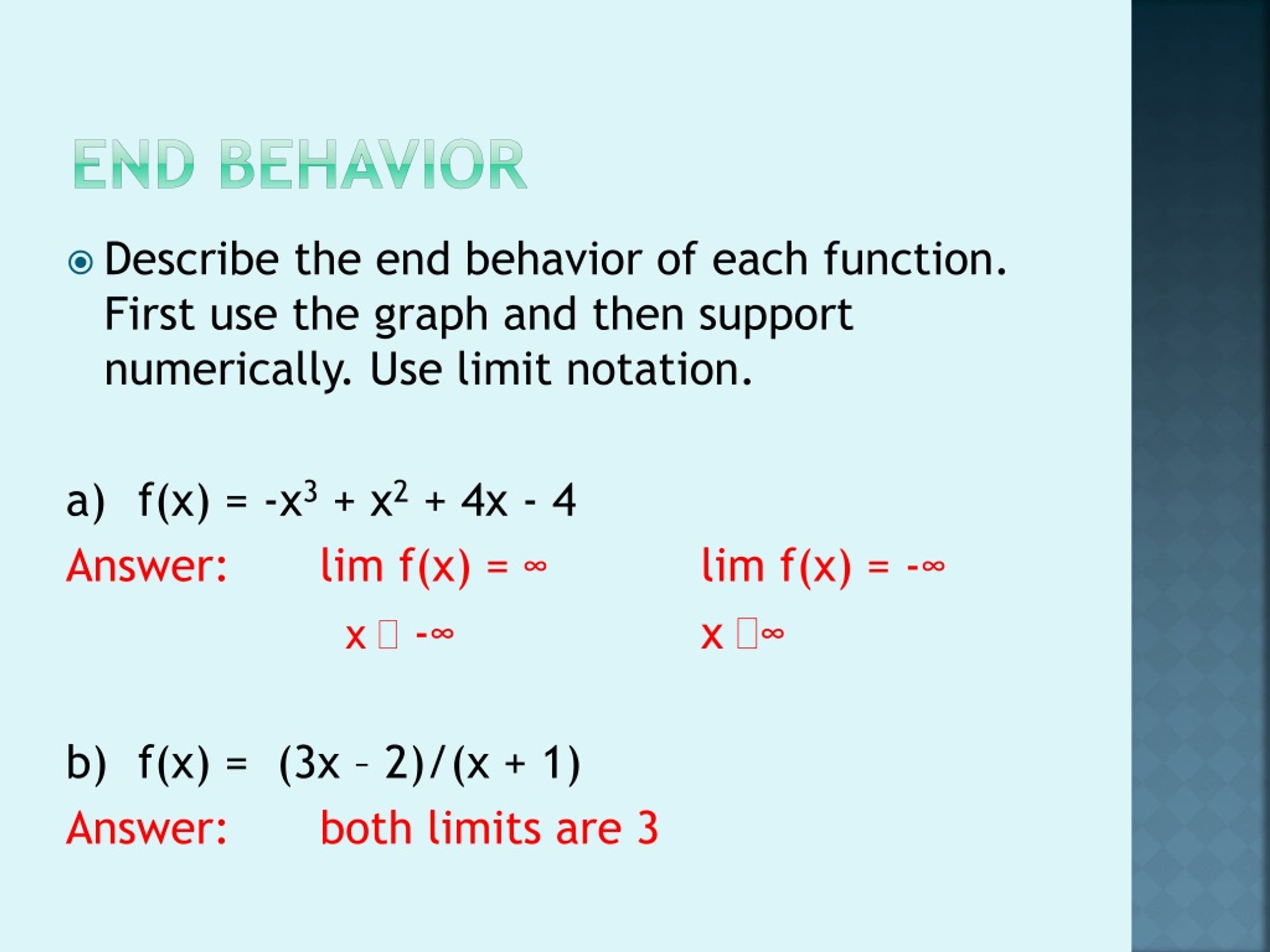 PPT Continuity, End Behavior, and limits PowerPoint Presentation