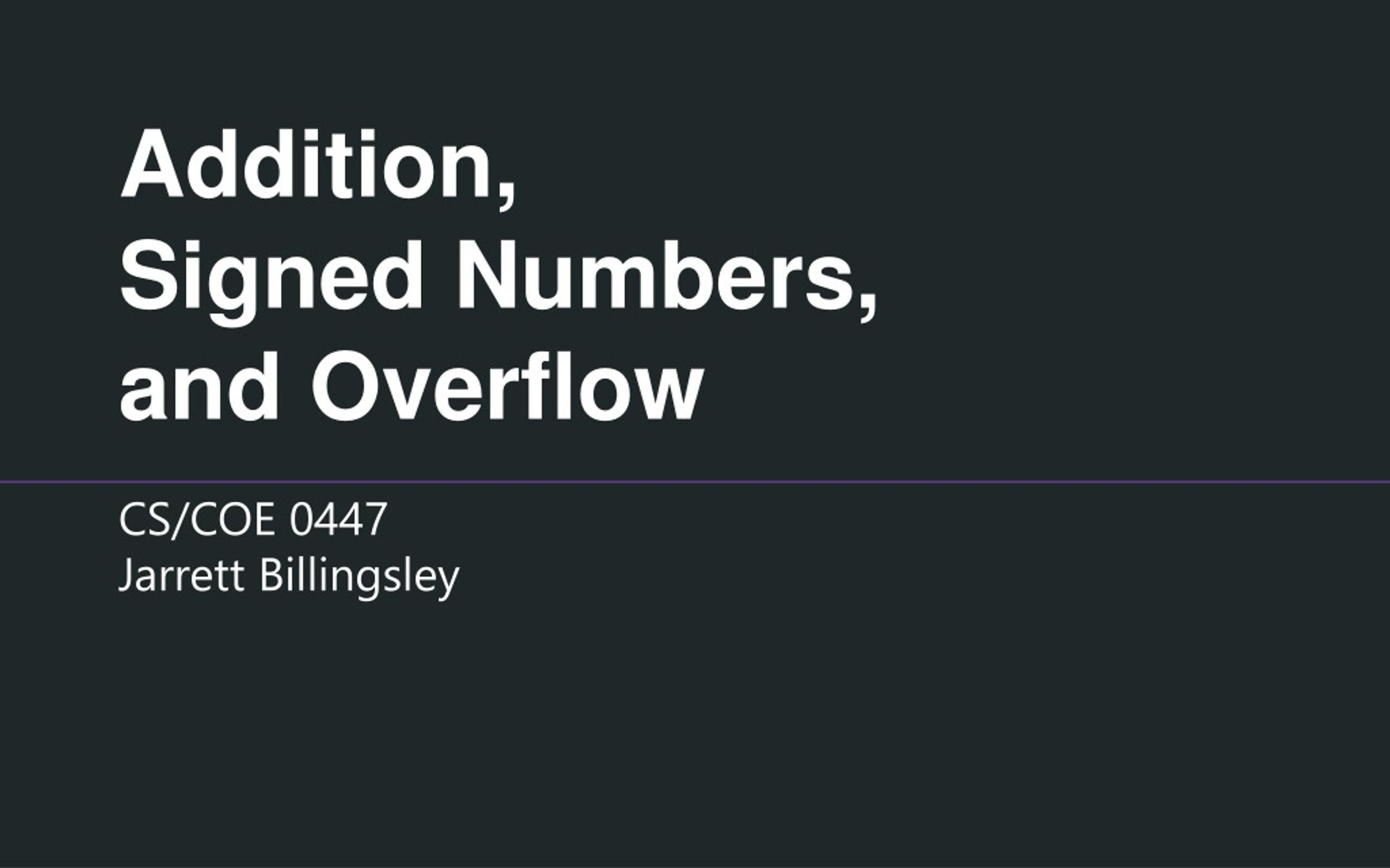 PPT Addition, Signed Numbers, and Overflow PowerPoint Presentation