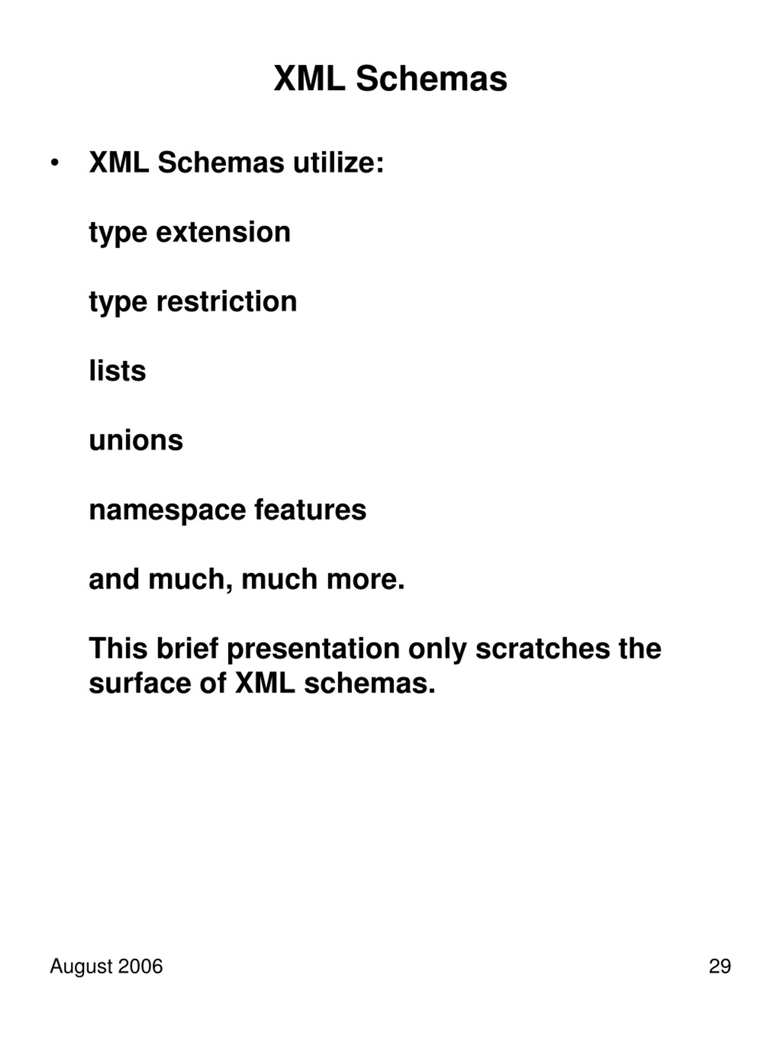 PPT XML Schema Validation and Control PowerPoint Presentation