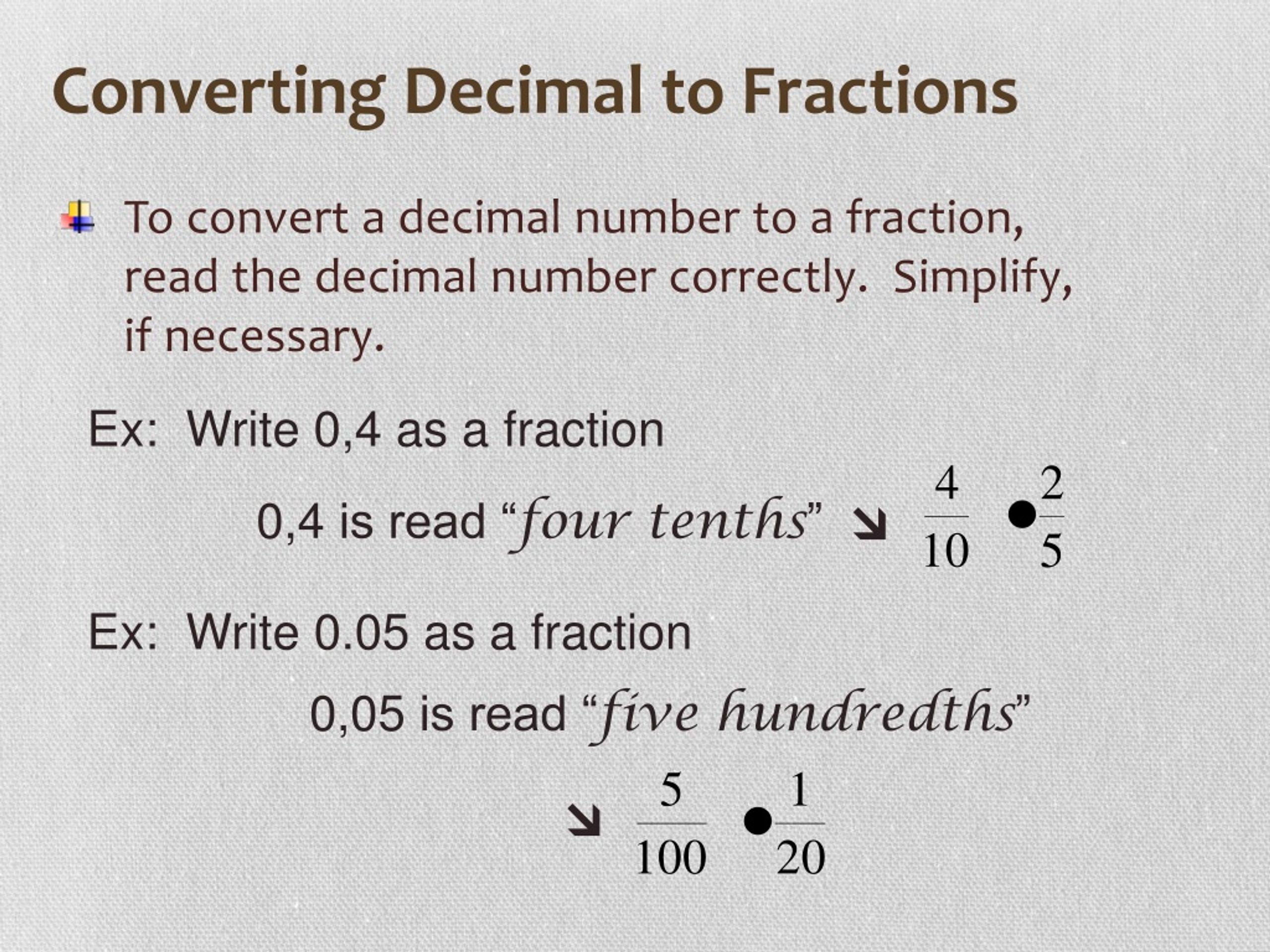 PPT DECIMAL FRACTIONS PowerPoint Presentation, free download ID8891321