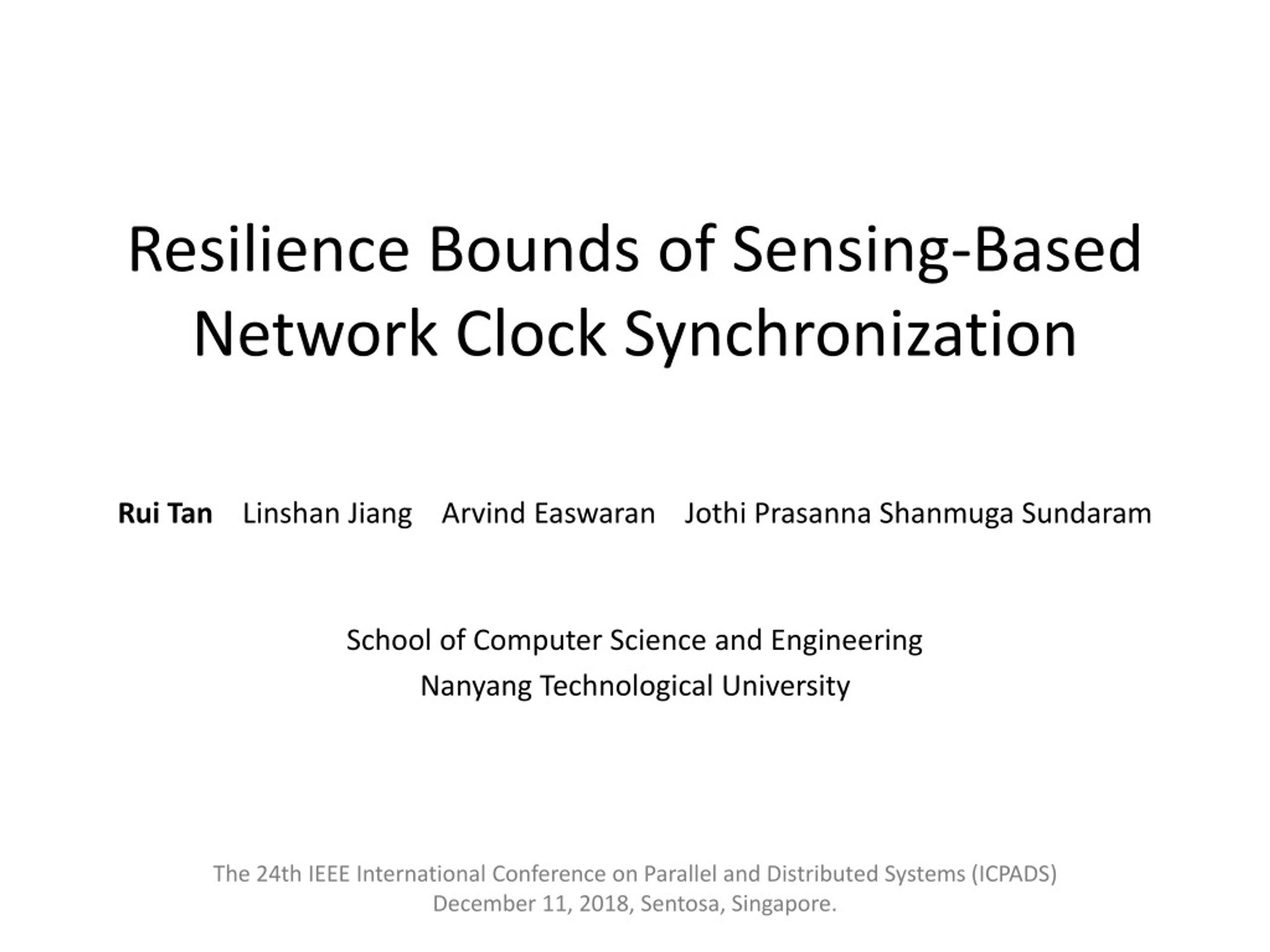 PPT Resilience Bounds of SensingBased Network Clock Synchronization