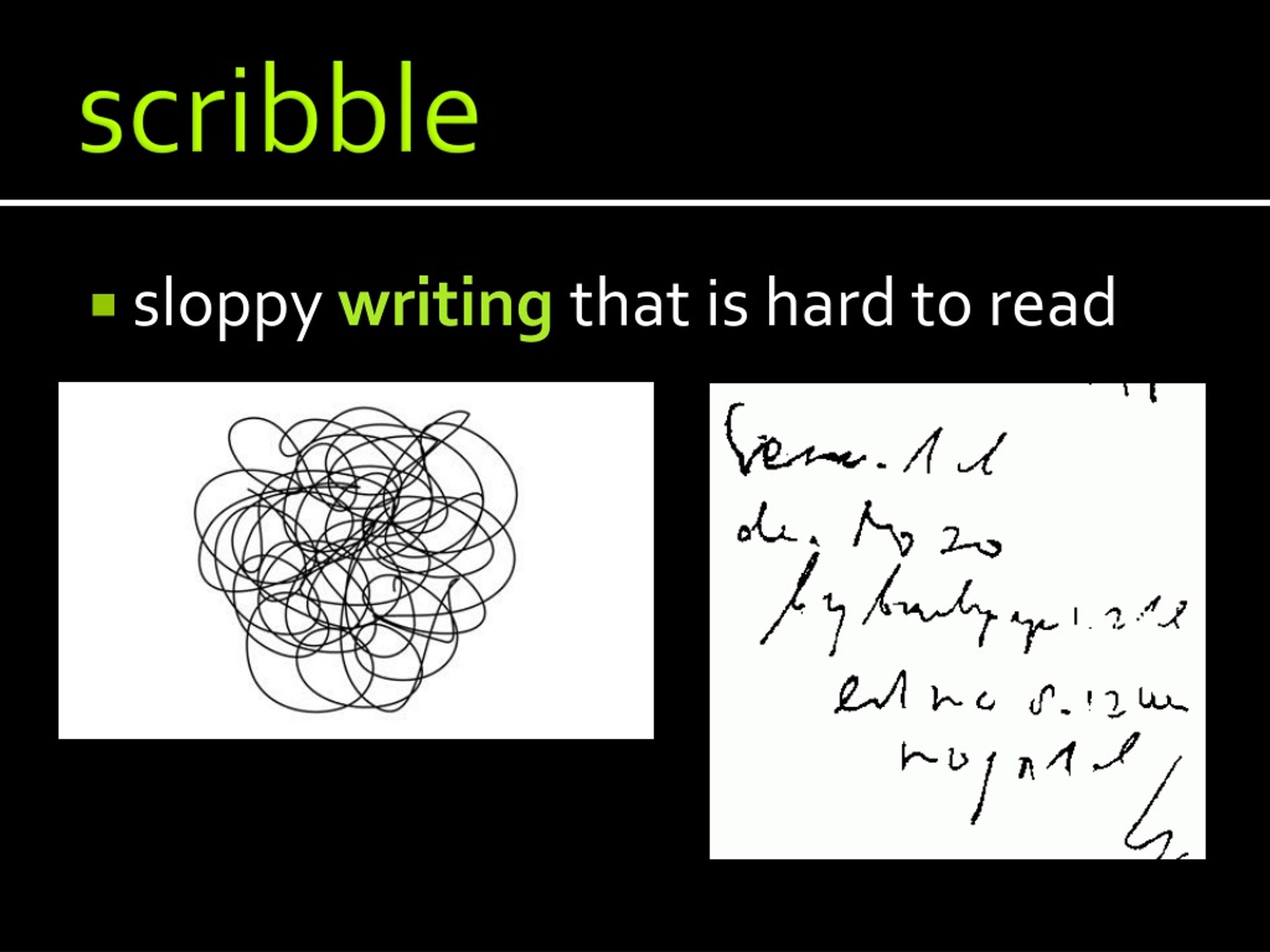 PPT Word List scrib , script = writeReview PowerPoint Presentation