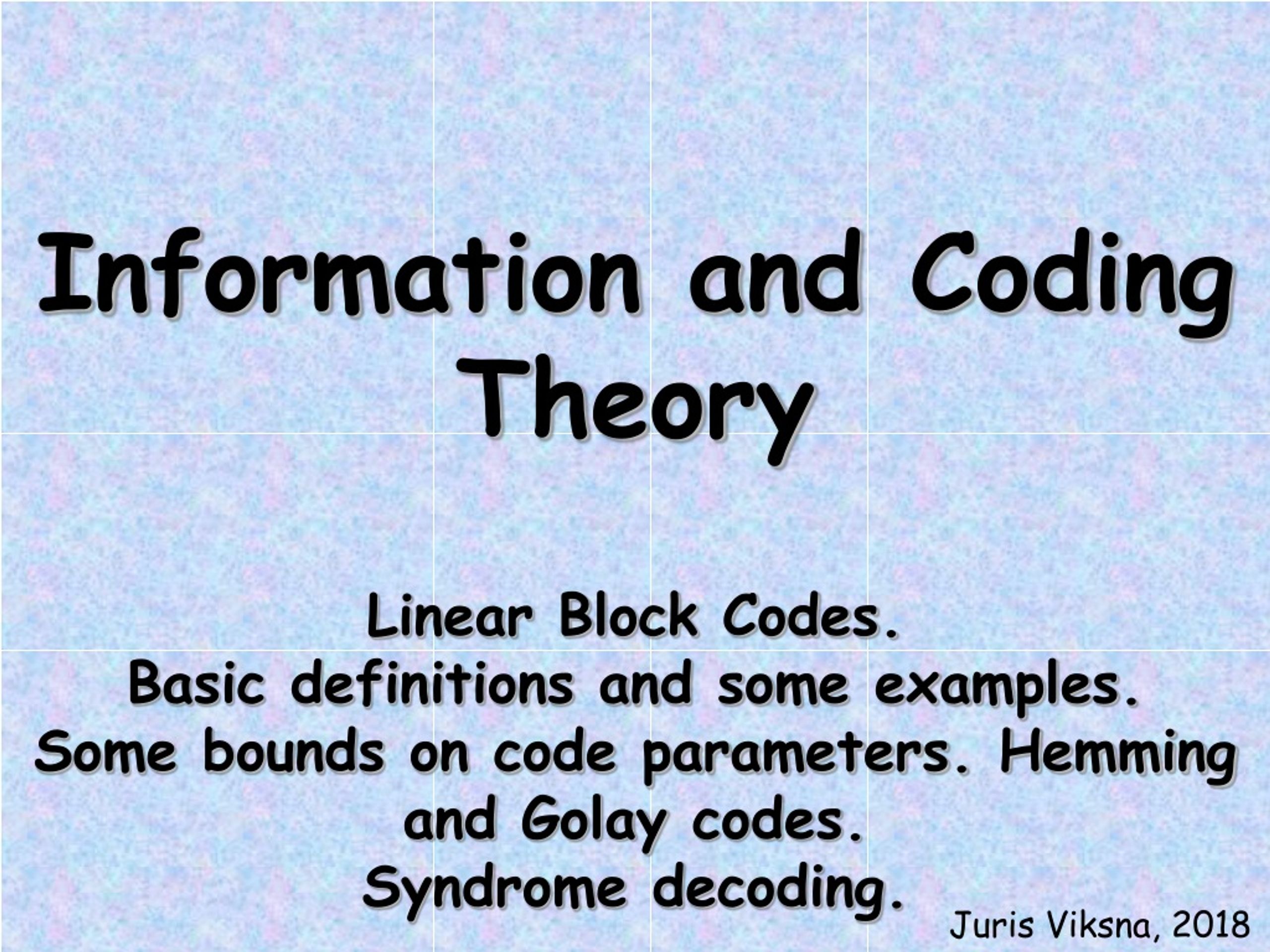 PPT Information and Coding Theory Linear Block Codes. Basic