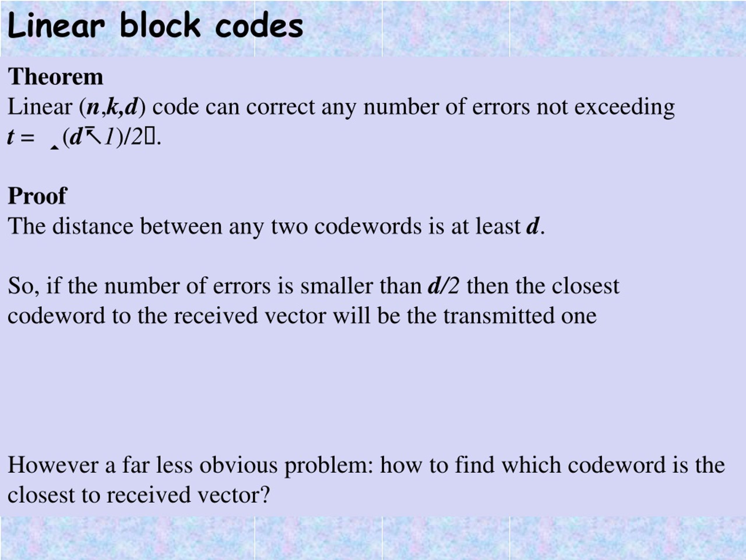 PPT Information and Coding Theory Linear Block Codes. Basic