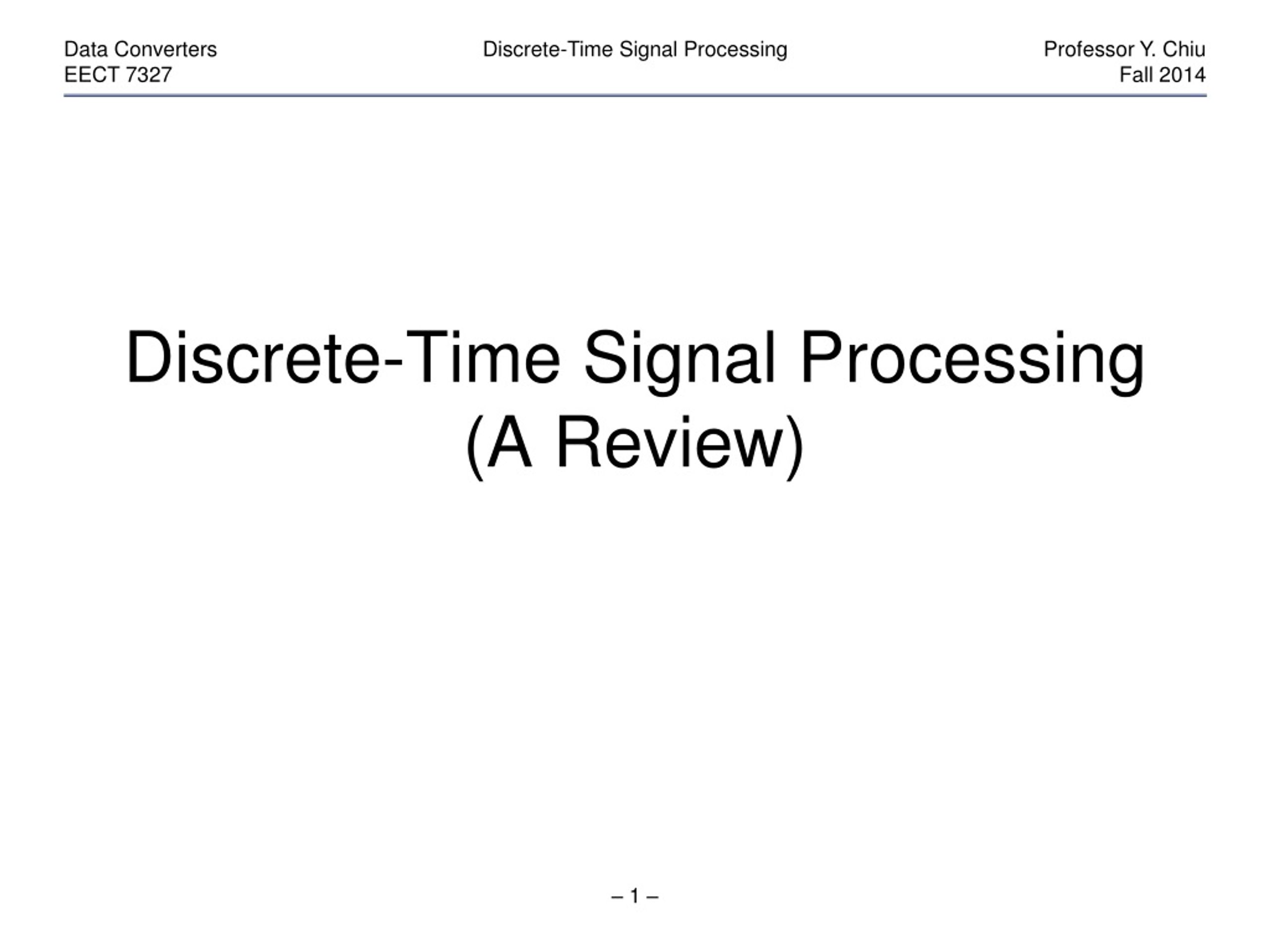 PPT DiscreteTime Signal Processing (A Review) PowerPoint