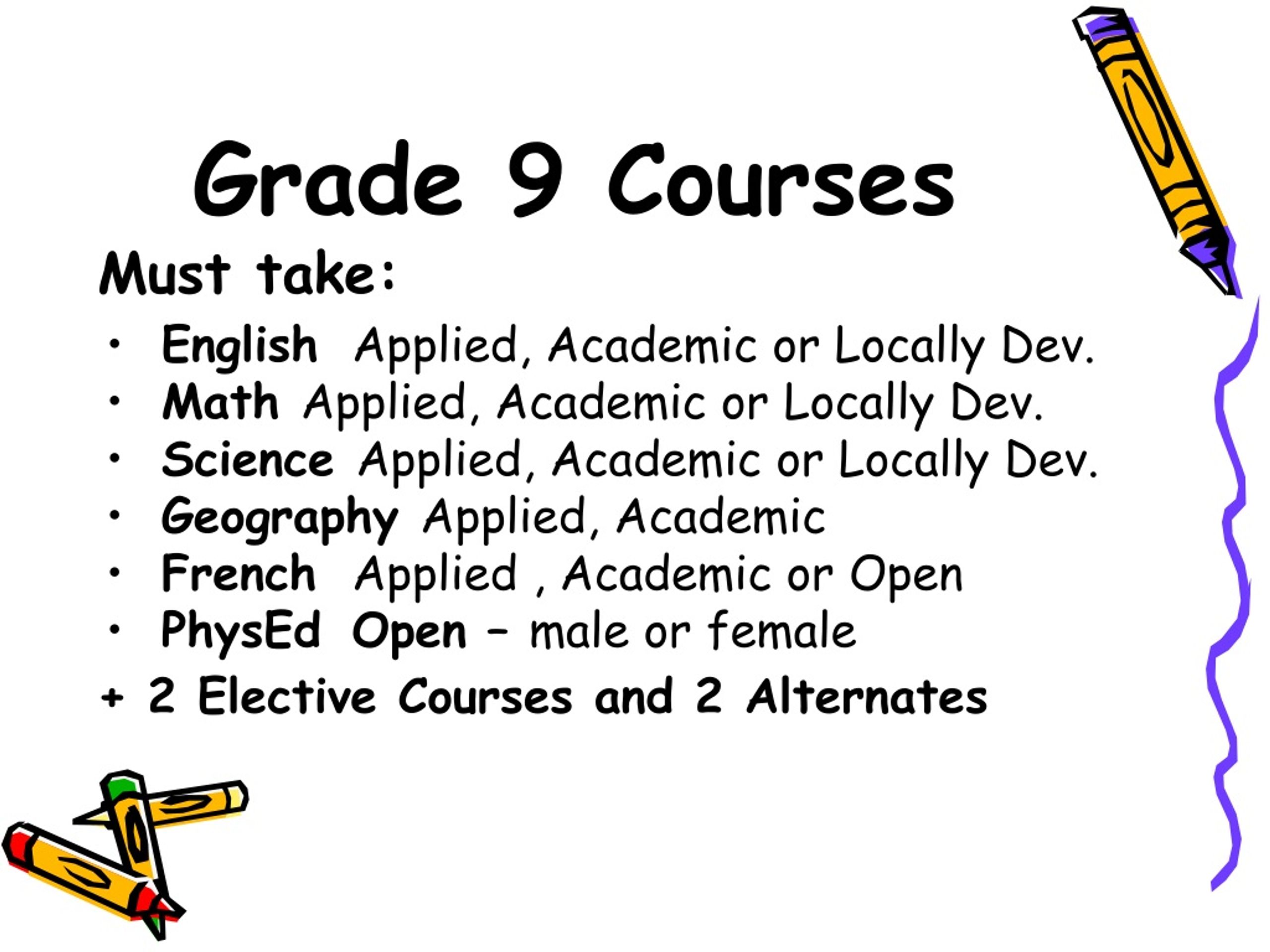 PPT Grade 9 Course Selection PowerPoint Presentation, free download