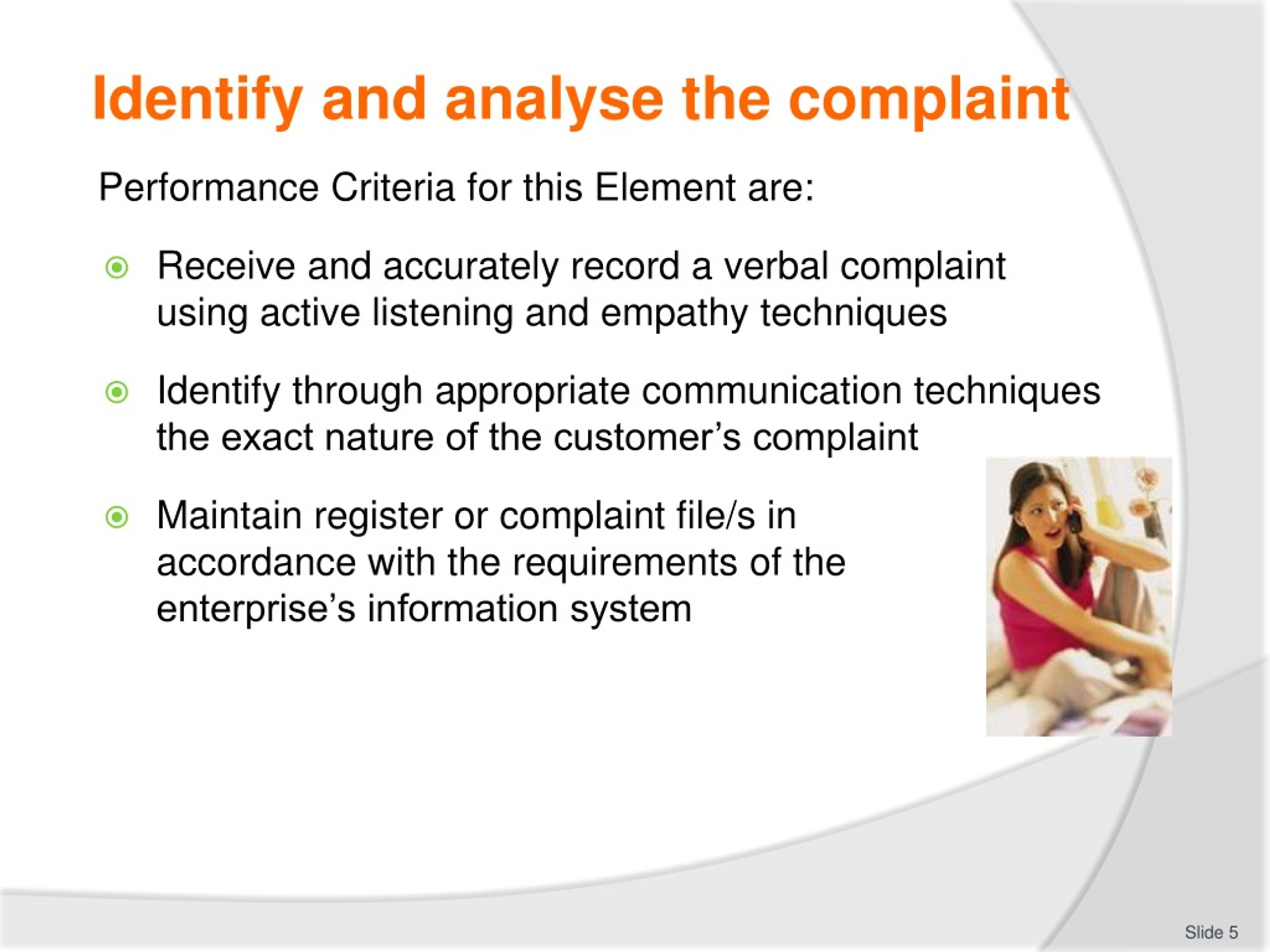 PPT RECEIVE AND RESOLVE CUSTOMER COMPLAINTS PowerPoint Presentation