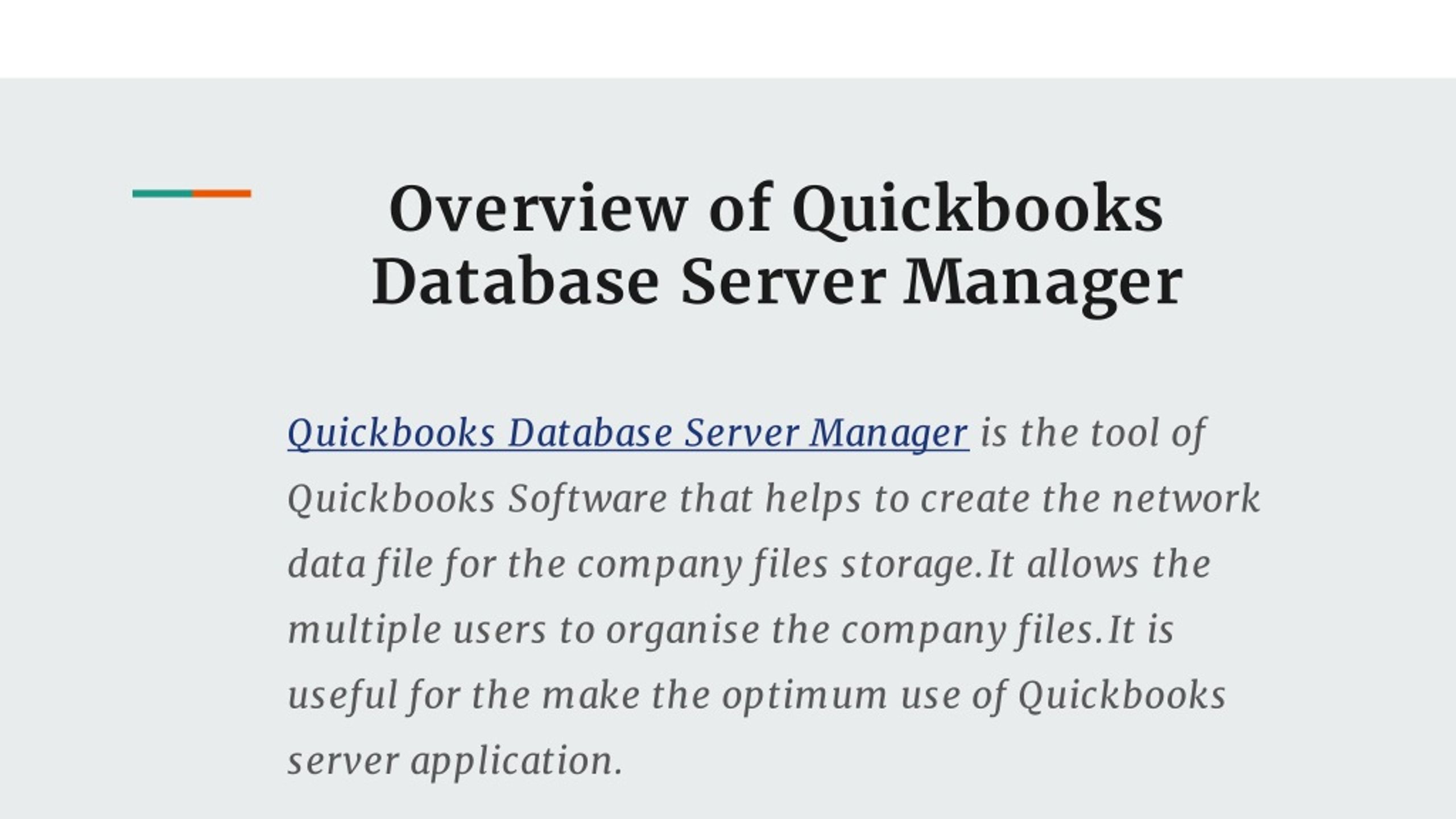 PPT Quickbooks database server manager Install,setup & update