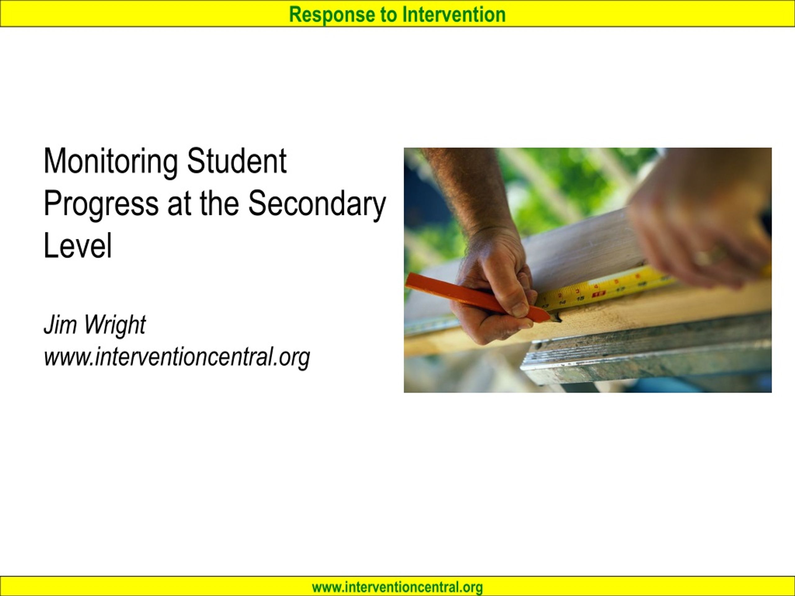 PPT Monitoring Student Progress at the Secondary Level Jim Wright