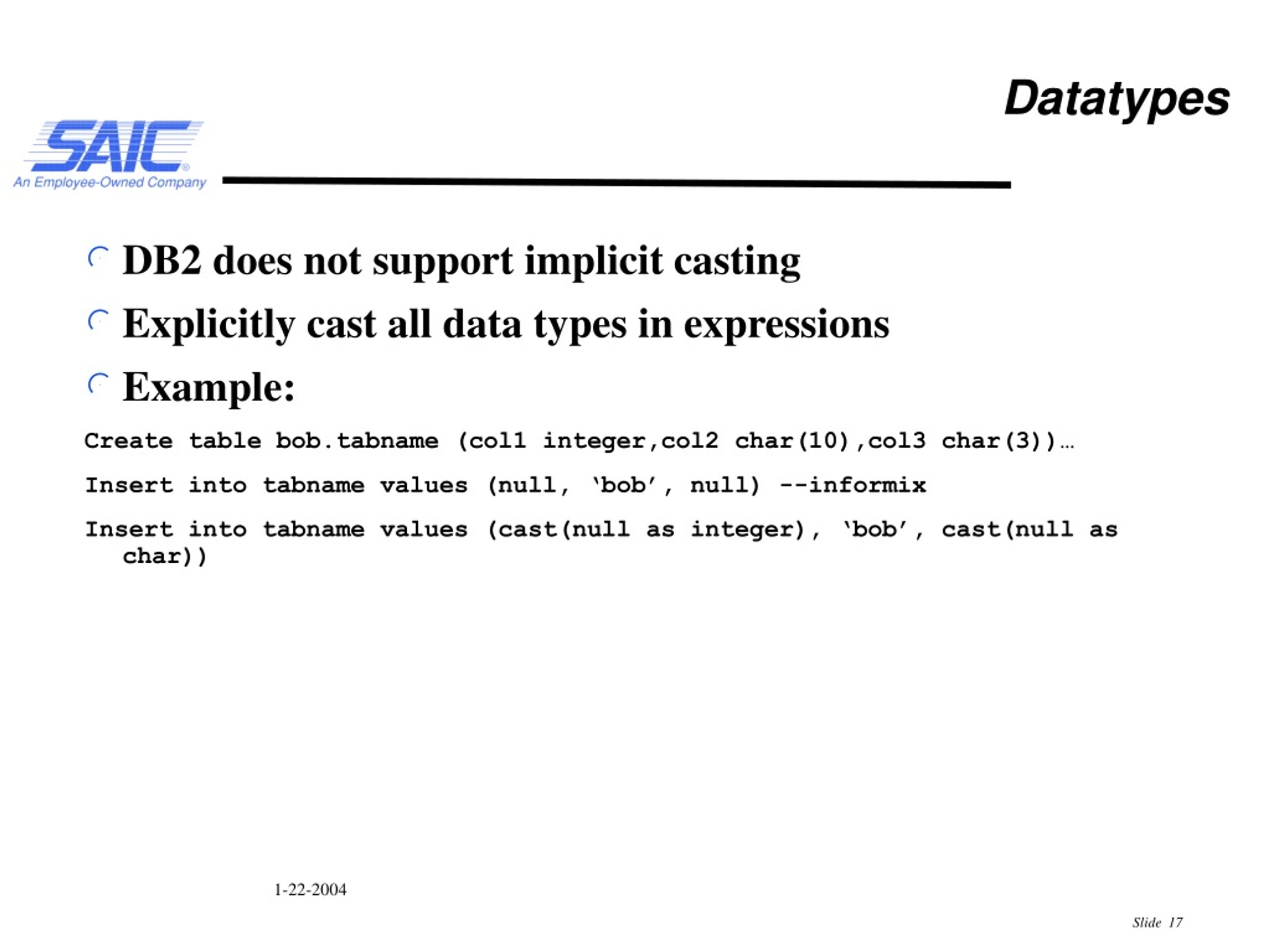 PPT Informix and DB2 an SQL Perspective PowerPoint Presentation, free