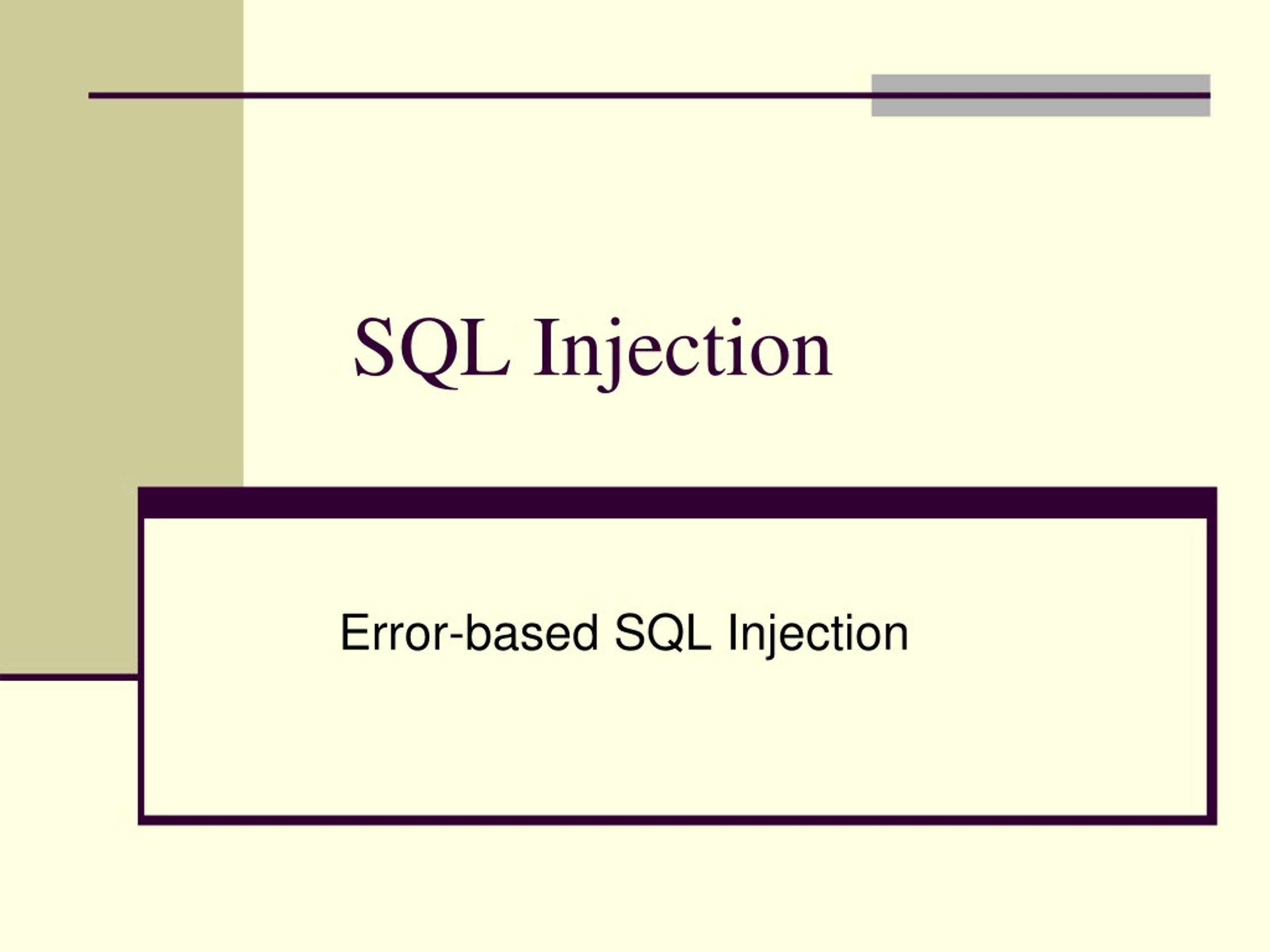 PPT SQL Injection PowerPoint Presentation, free download ID9110141