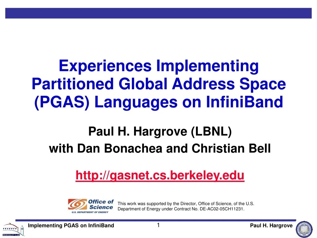 PPT Experiences Implementing Partitioned Global Address Space (PGAS