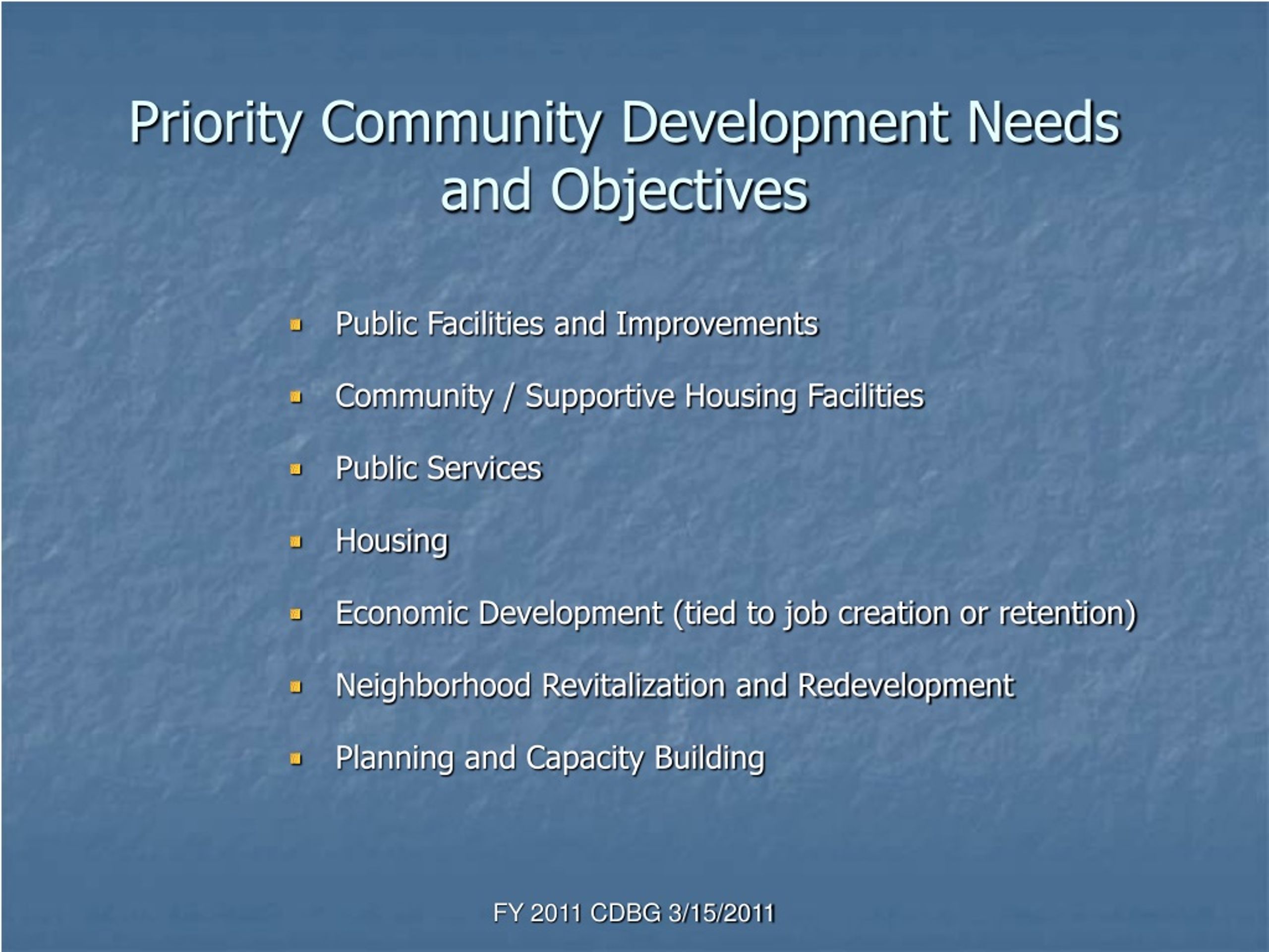 PPT FY 2011 Community Development Block Grant Funding for Cochise