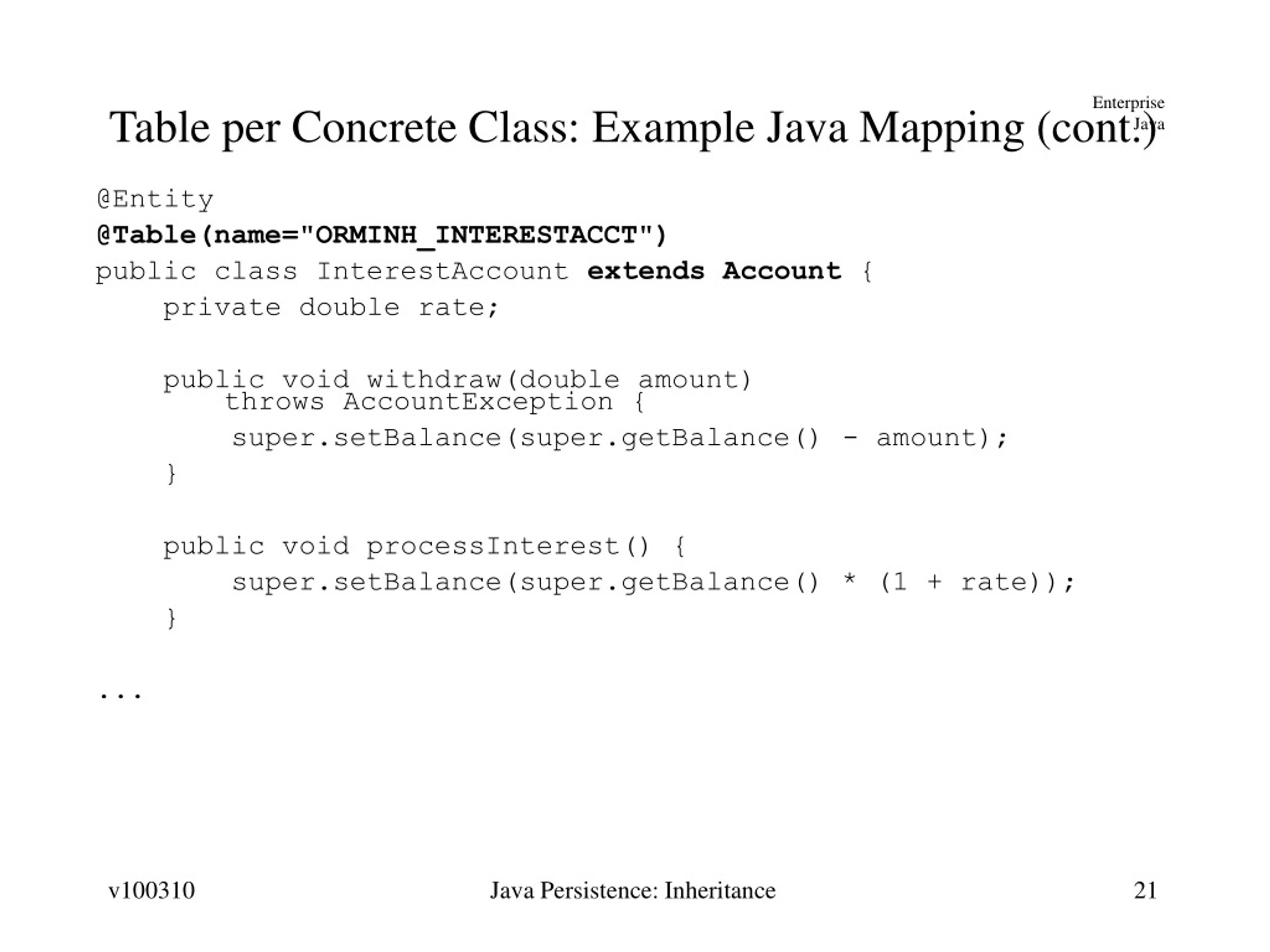PPT Java Persistence Object Inheritance Mapping PowerPoint