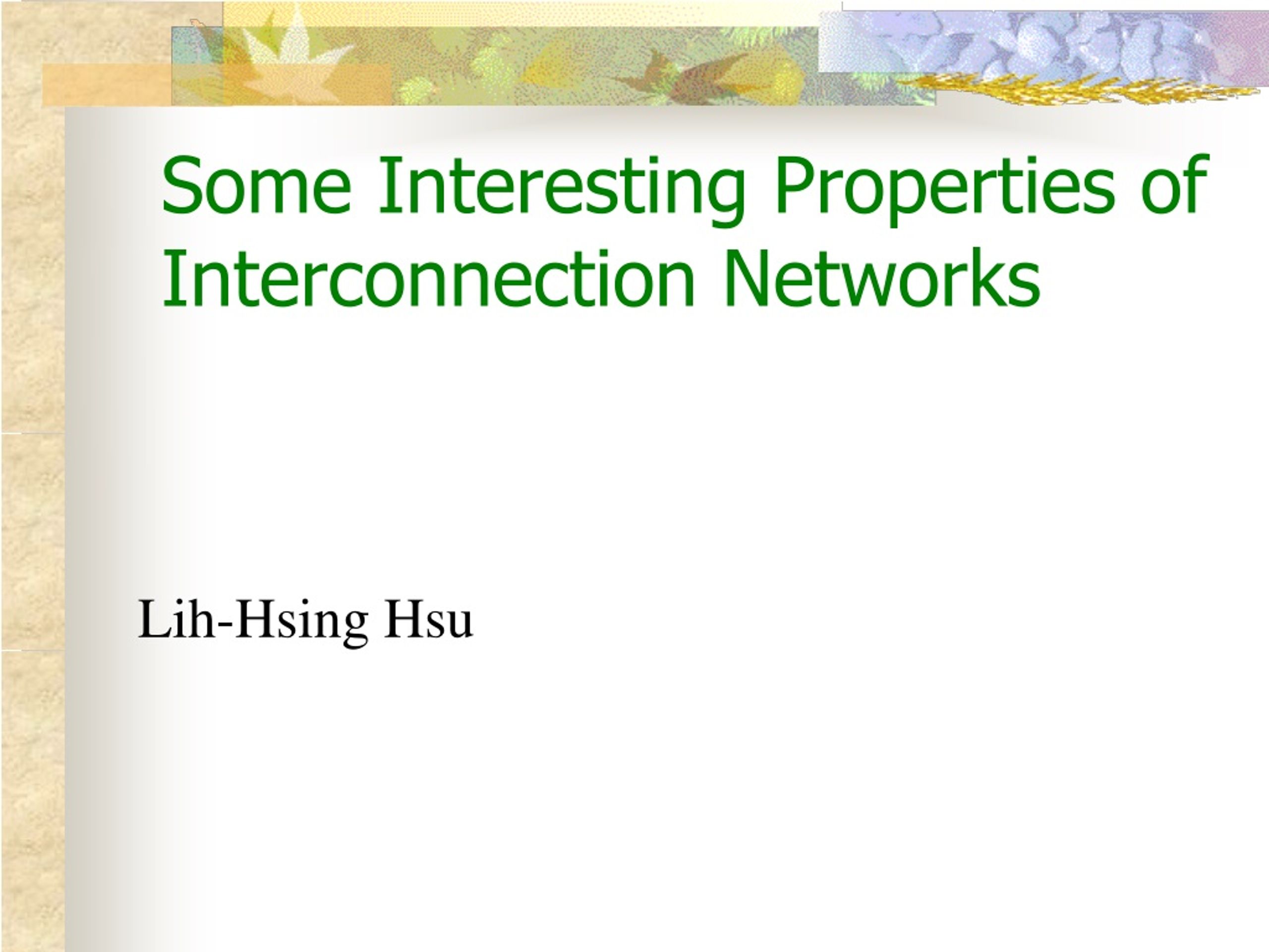PPT Some Interesting Properties of Interconnection Networks