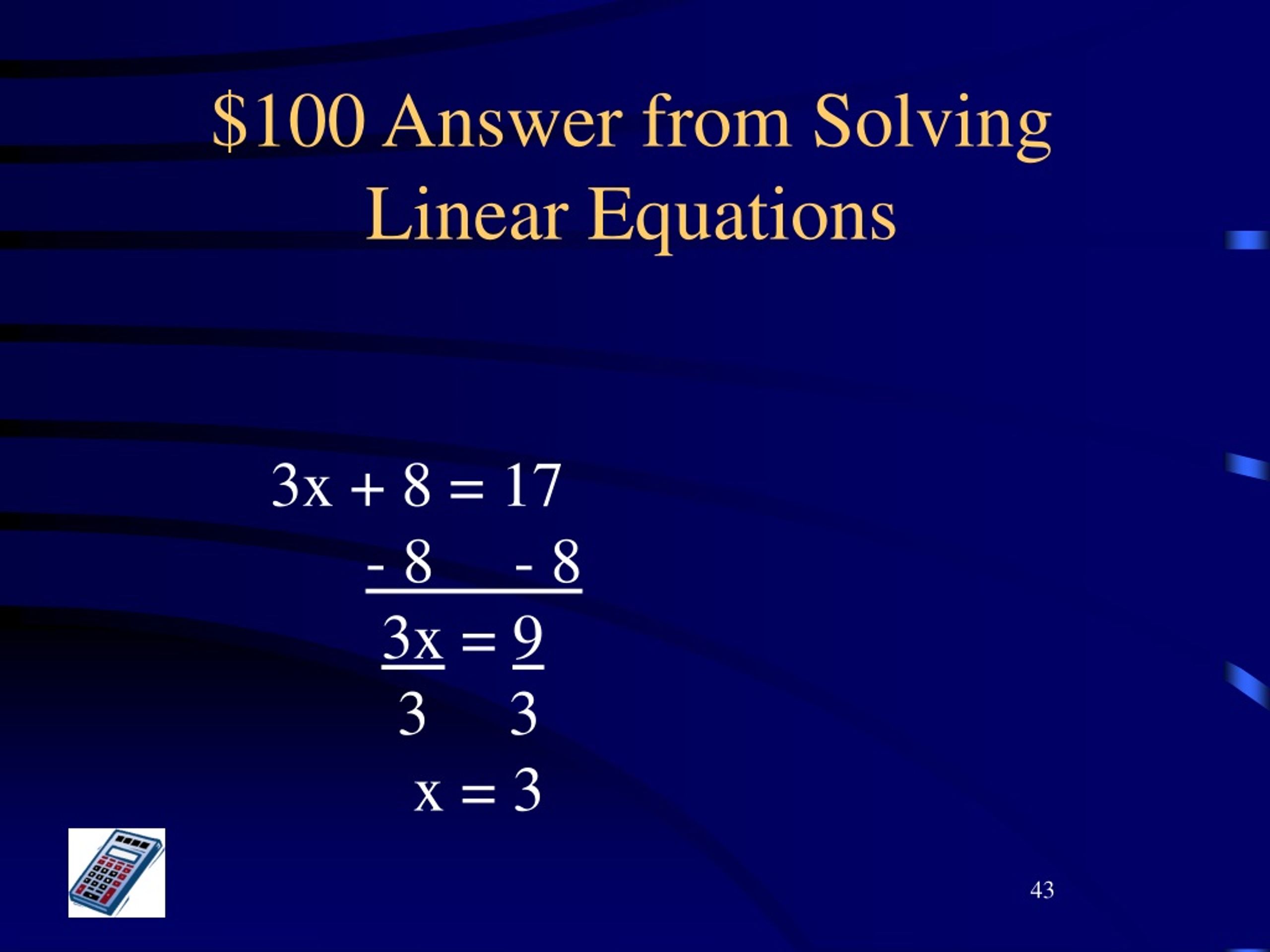 PPT Linear Equation Jeopardy PowerPoint Presentation, free download