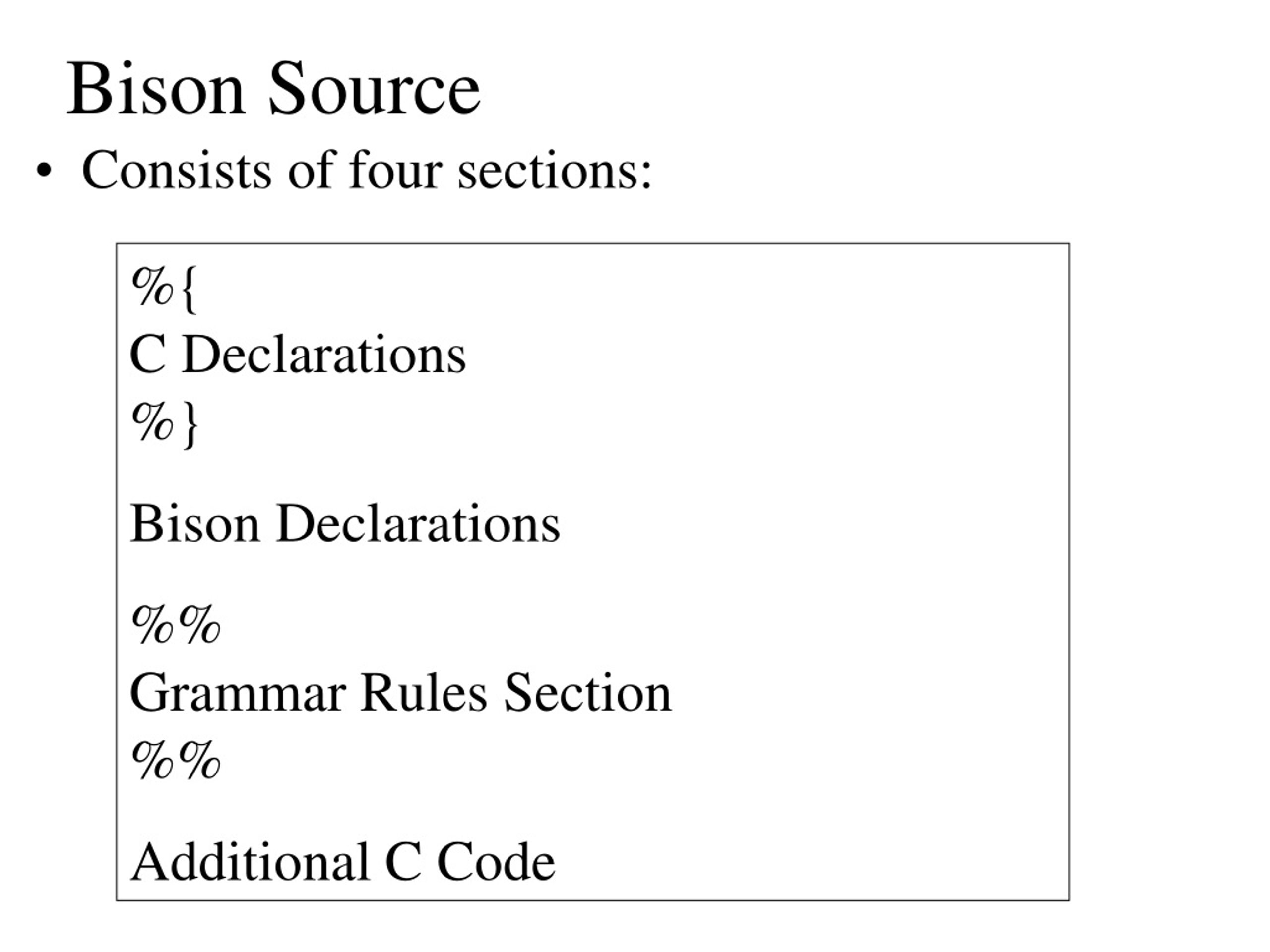 PPT Bison Parser Generator PowerPoint Presentation, free download