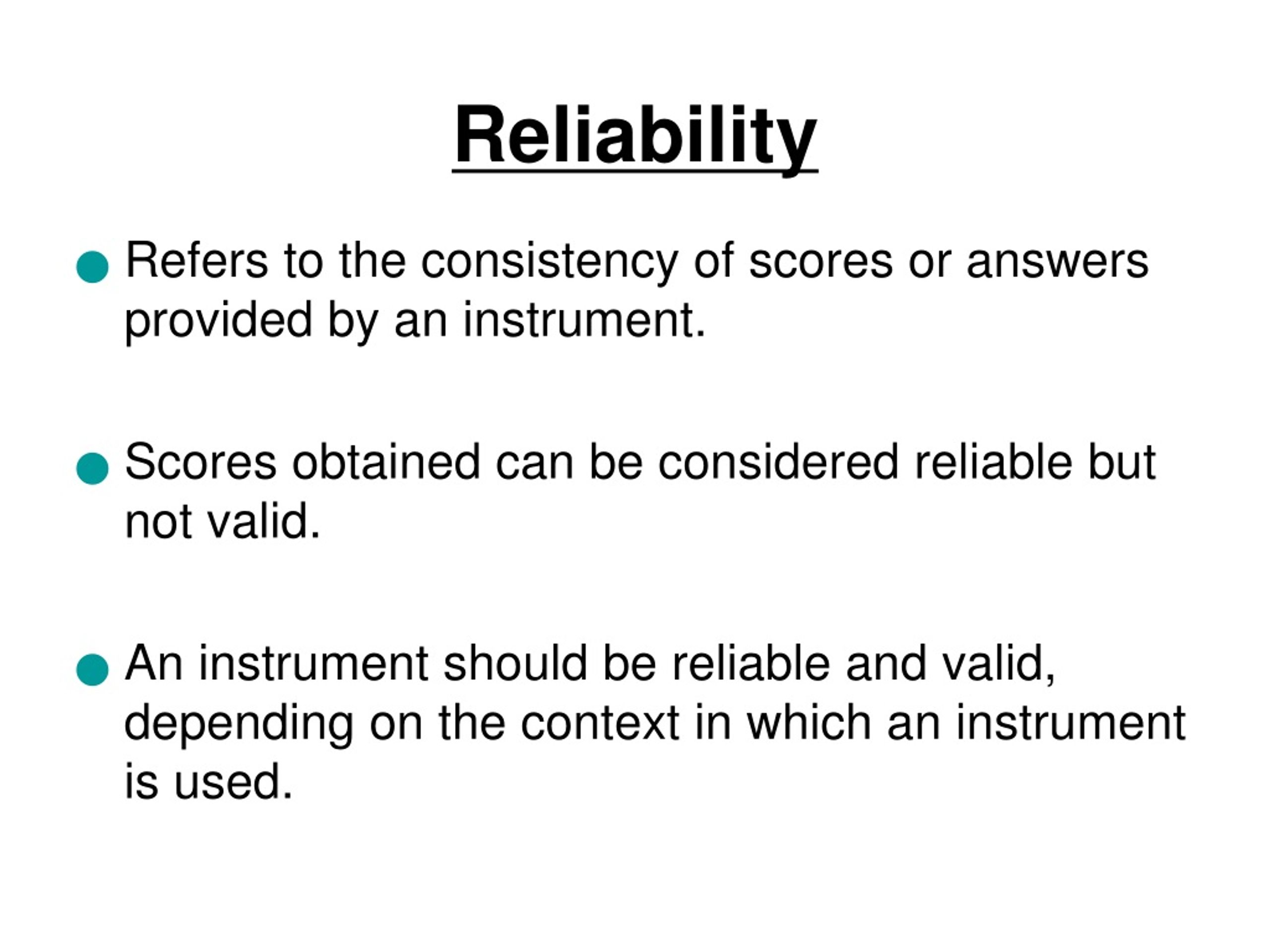 PPT Reliability and Validity in Research PowerPoint Presentation