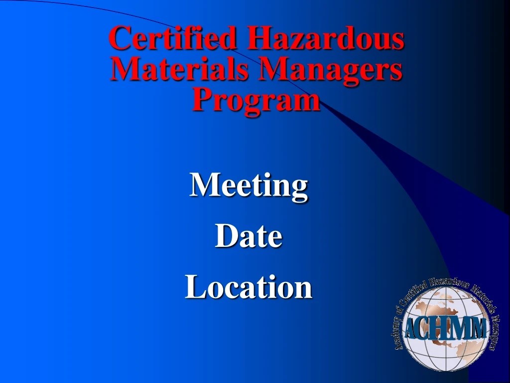 PPT Certified Hazardous Materials Managers Program PowerPoint