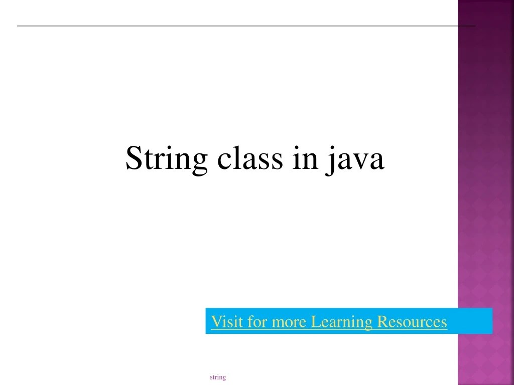 PPT String class in java PowerPoint Presentation, free download ID