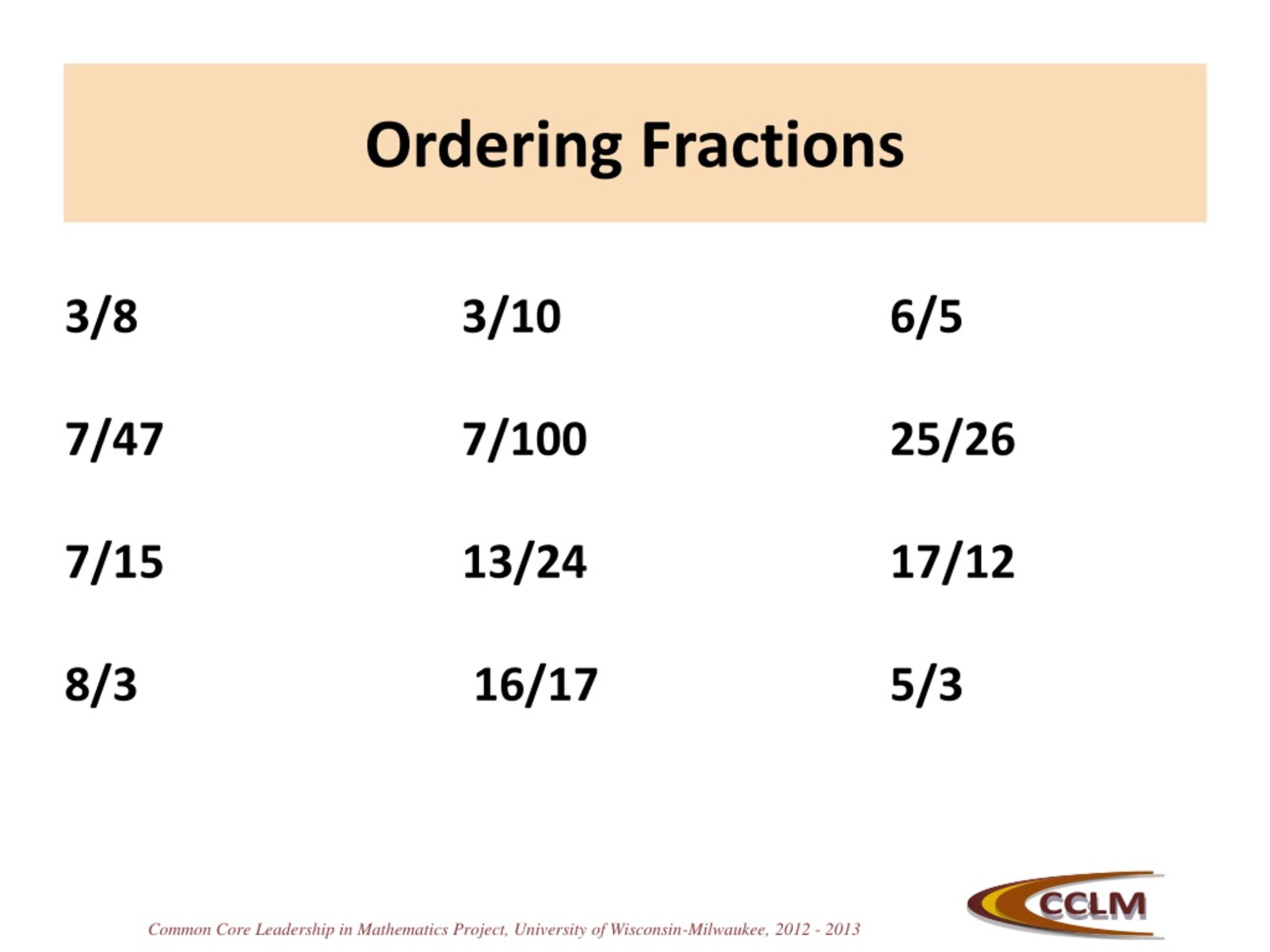 PPT Comparing and Ordering Fractions October 2, 2012 PowerPoint