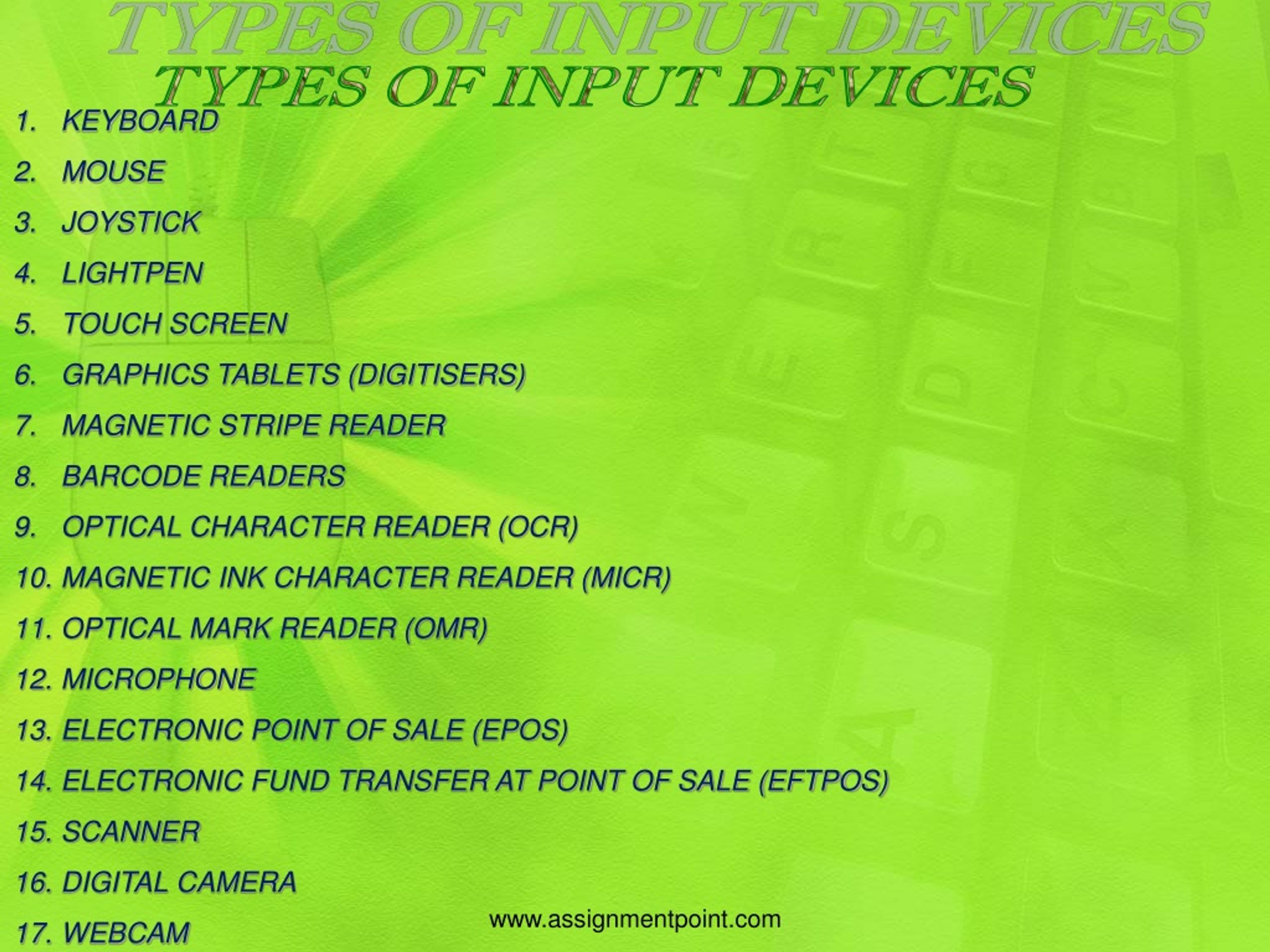 PPT Input Devices of Computer PowerPoint Presentation, free download