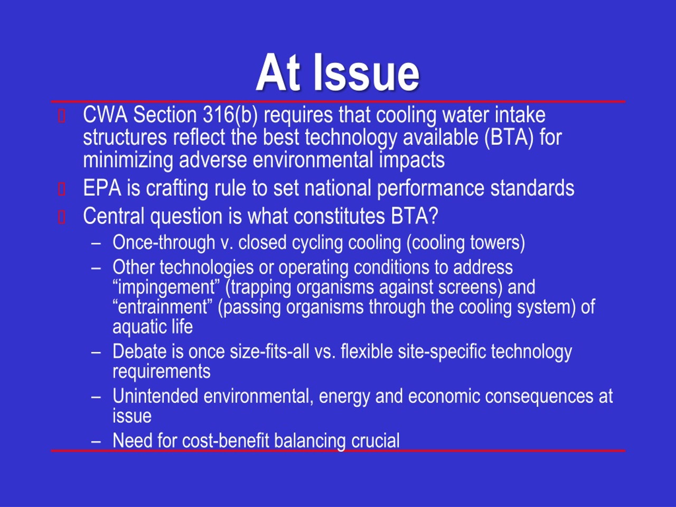 PPT COOLING WATER INTAKE STRUCTURES RULE § 316(b) PowerPoint