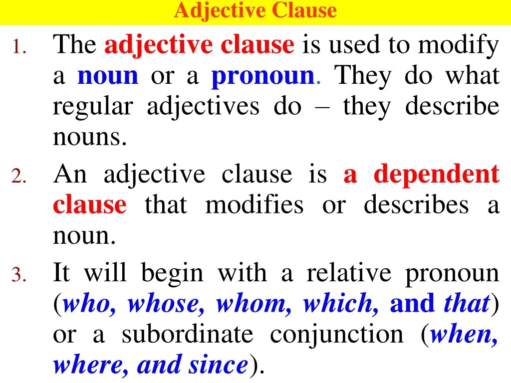 PPT Adjective Clause PowerPoint Presentation, free download ID9235595