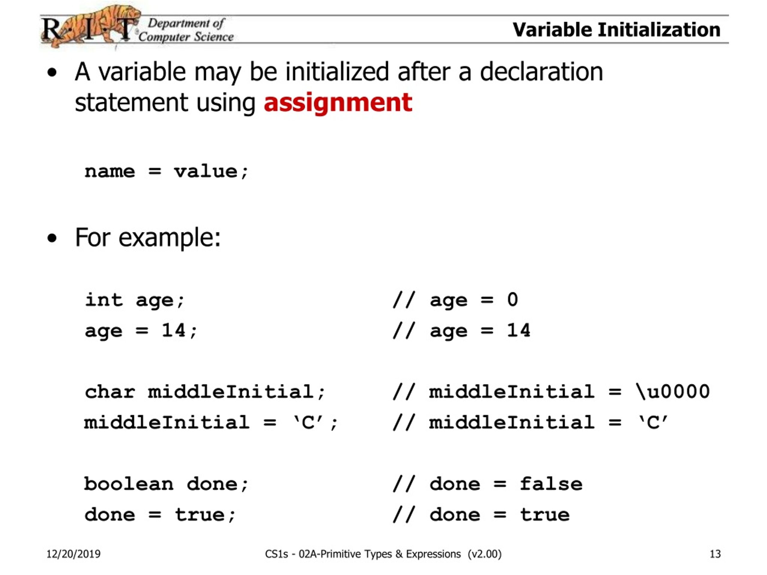 PPT Computer Science 1 02APrimitive Types & Expressions PowerPoint