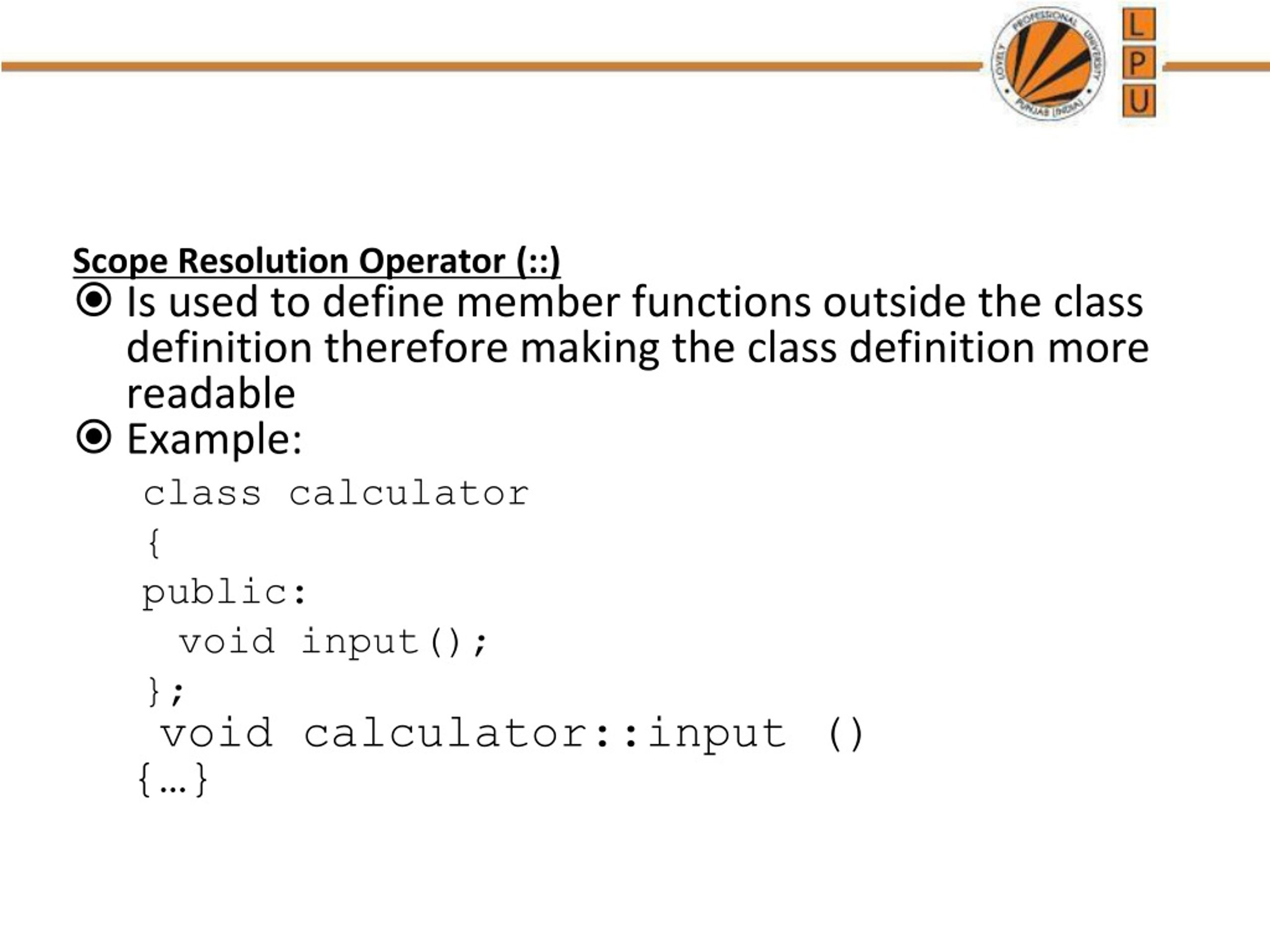 PPT Scope Resolution Operator () PowerPoint Presentation, free