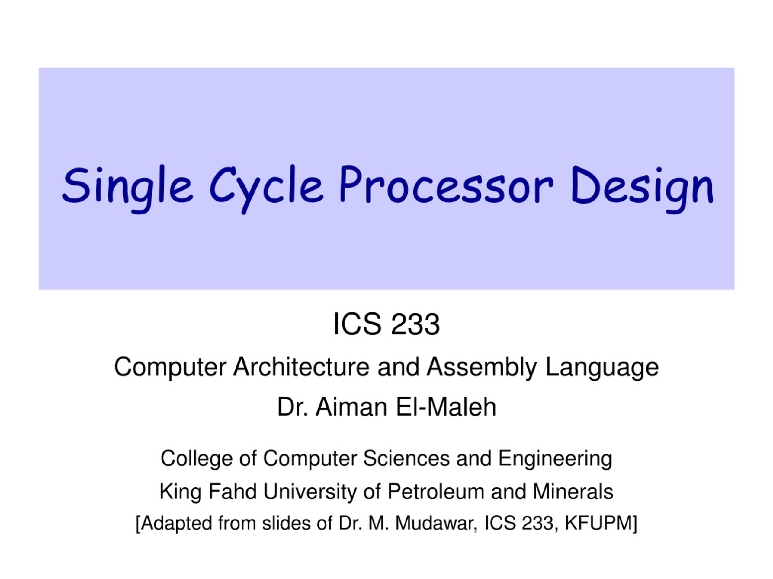 PPT Single Cycle Processor Design PowerPoint Presentation, free