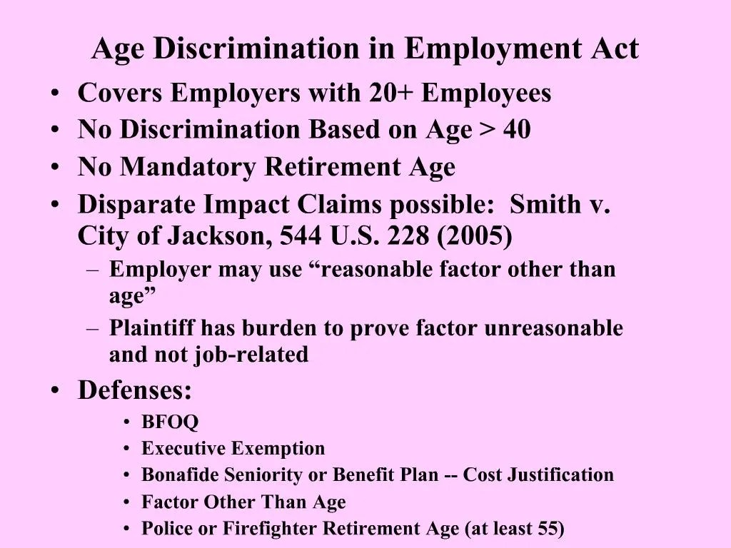 PPT Age Discrimination in Employment Act PowerPoint Presentation