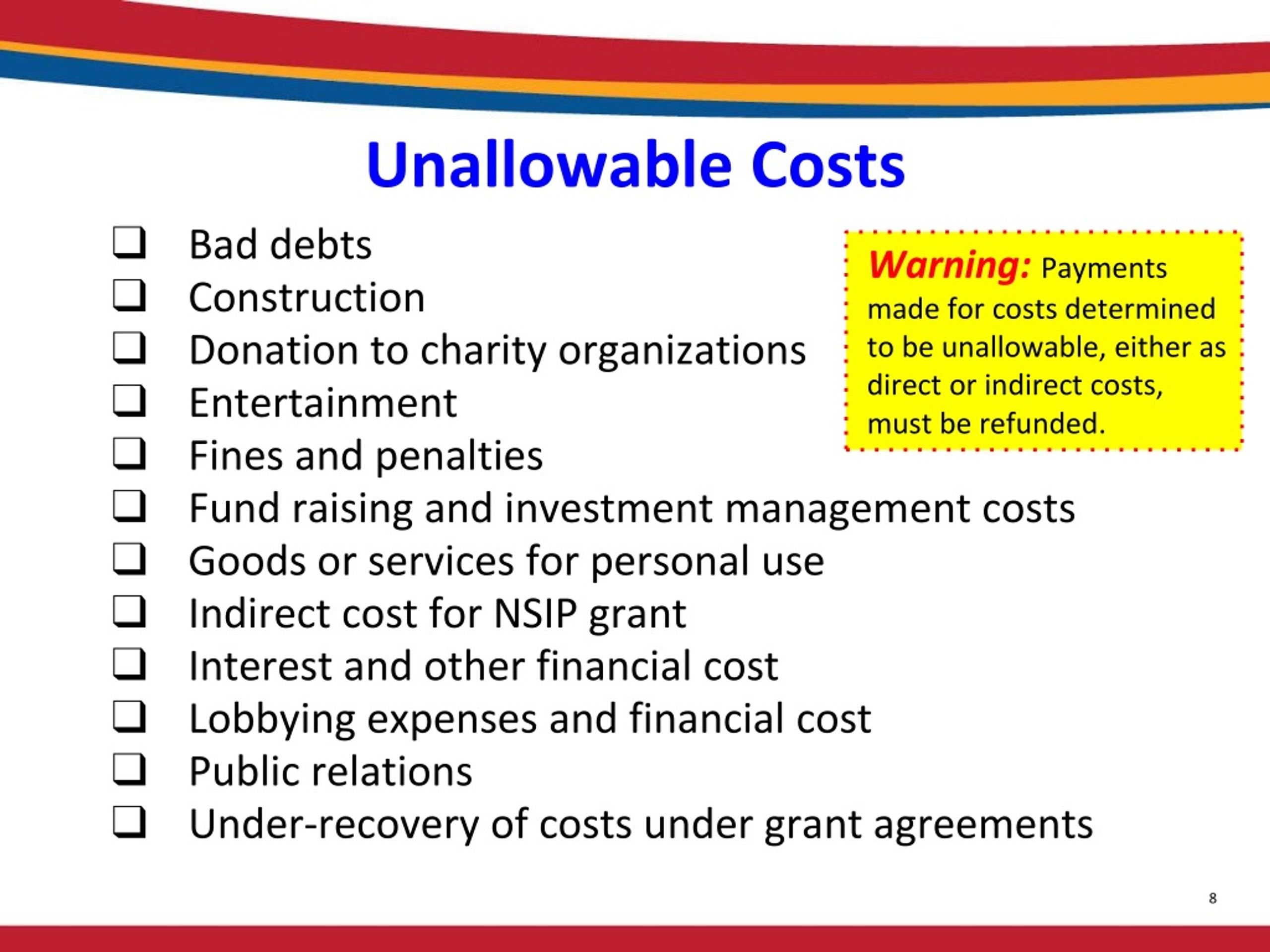 PPT Allowable vs Unallowable Expen ditures PowerPoint Presentation