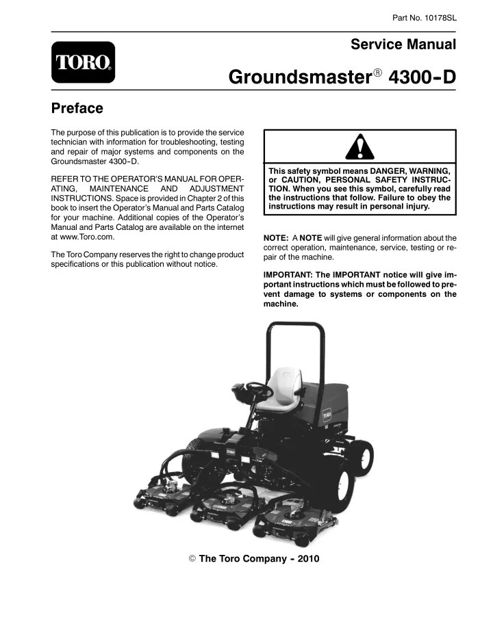 PPT Toro Groundsmaster 4300D Service Repair Manual PowerPoint Presentation ID10584797