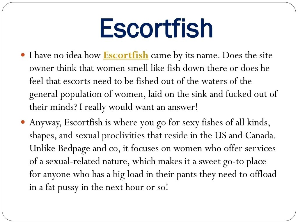 PPT Escortfish PowerPoint Presentation, free download ID10690604