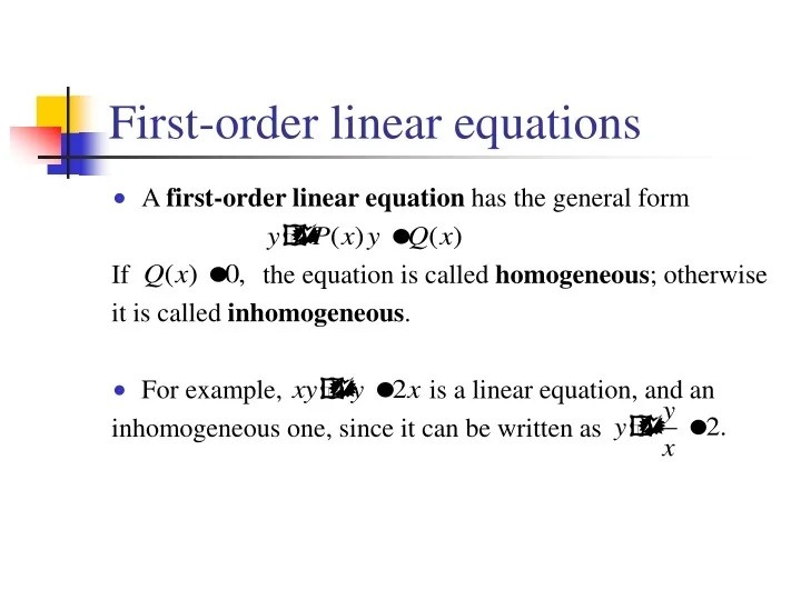 PPT Firstorder linear equations PowerPoint Presentation, free