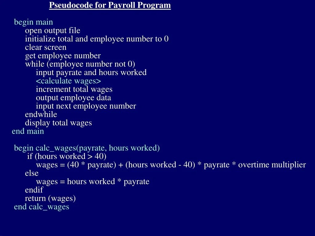 PPT Pseudocode Demo for Payroll.c PowerPoint Presentation, free