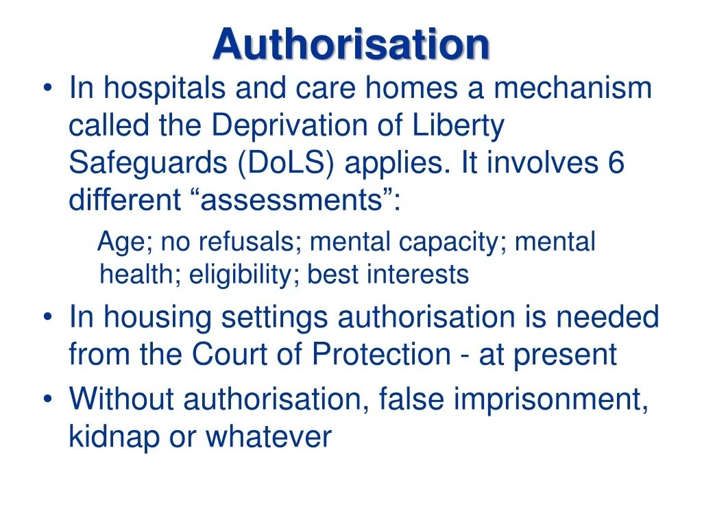 PPT Deprivation of liberty in housing settings March 2015 PowerPoint