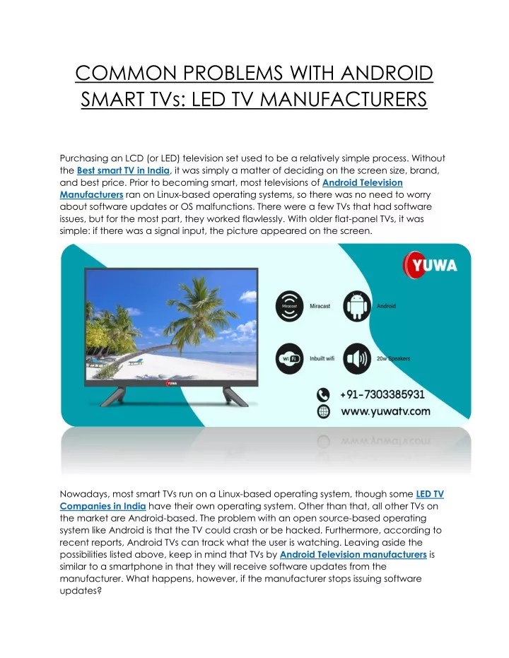 PPT COMMON PROBLEMS WITH ANDROID SMART TVs LED TV MANUFACTURERS